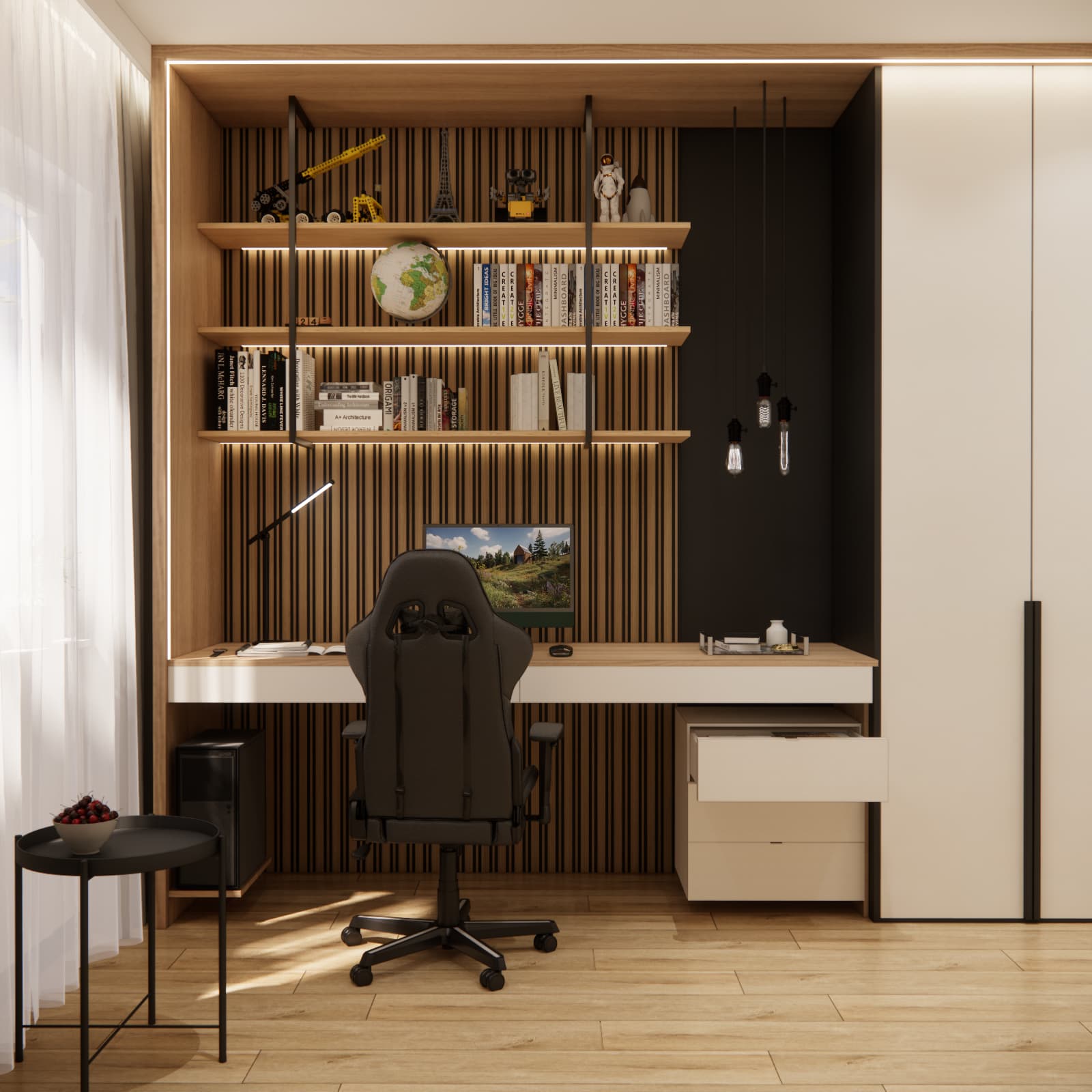 Large computer desk in a room design for a 16-year-old