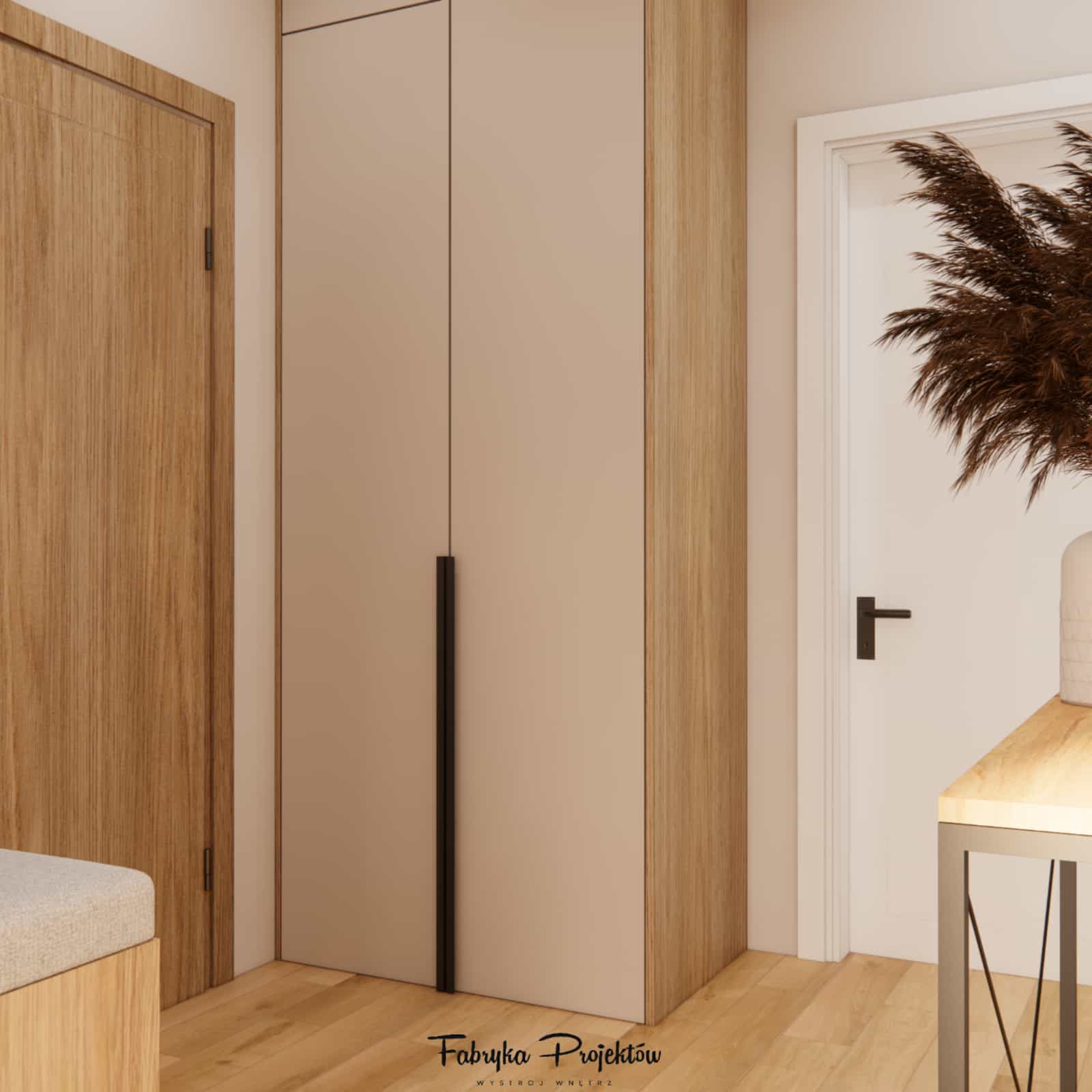 Entrance zone with a floor-to-ceiling wardrobe in a 49m2 apartment