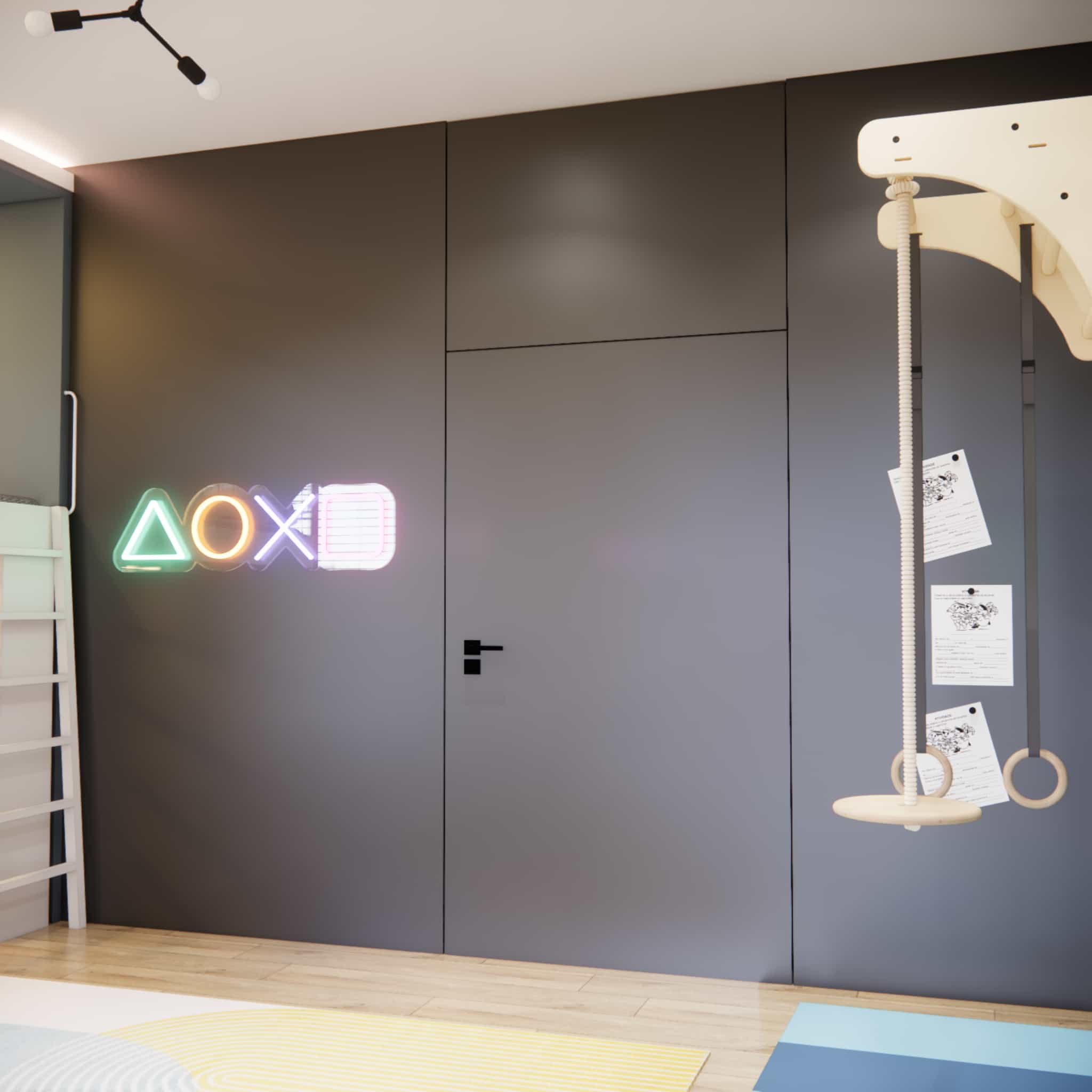 Built-in furniture and study zone in an 18m2 children’s room