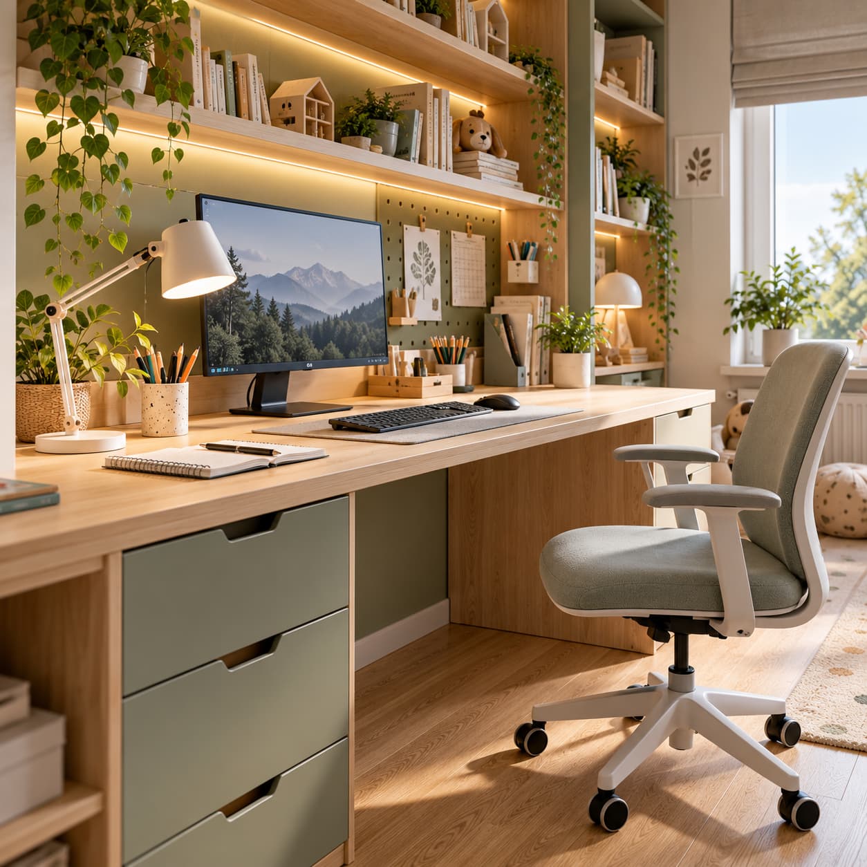 Ergonomiczne biurko do nauki w projekcie pokoju dziecięcego