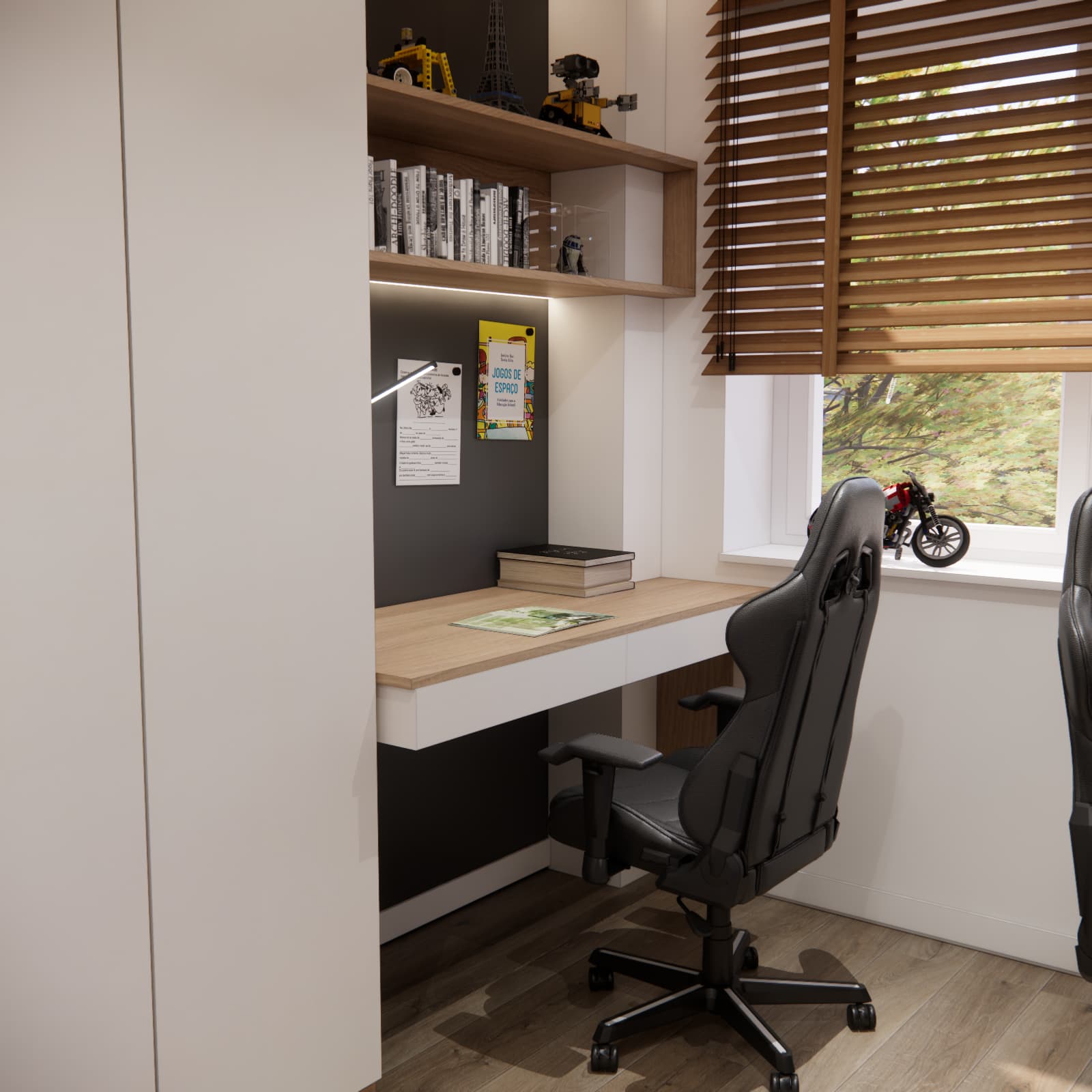 Second study area in a 12 m² shared bedroom for siblings