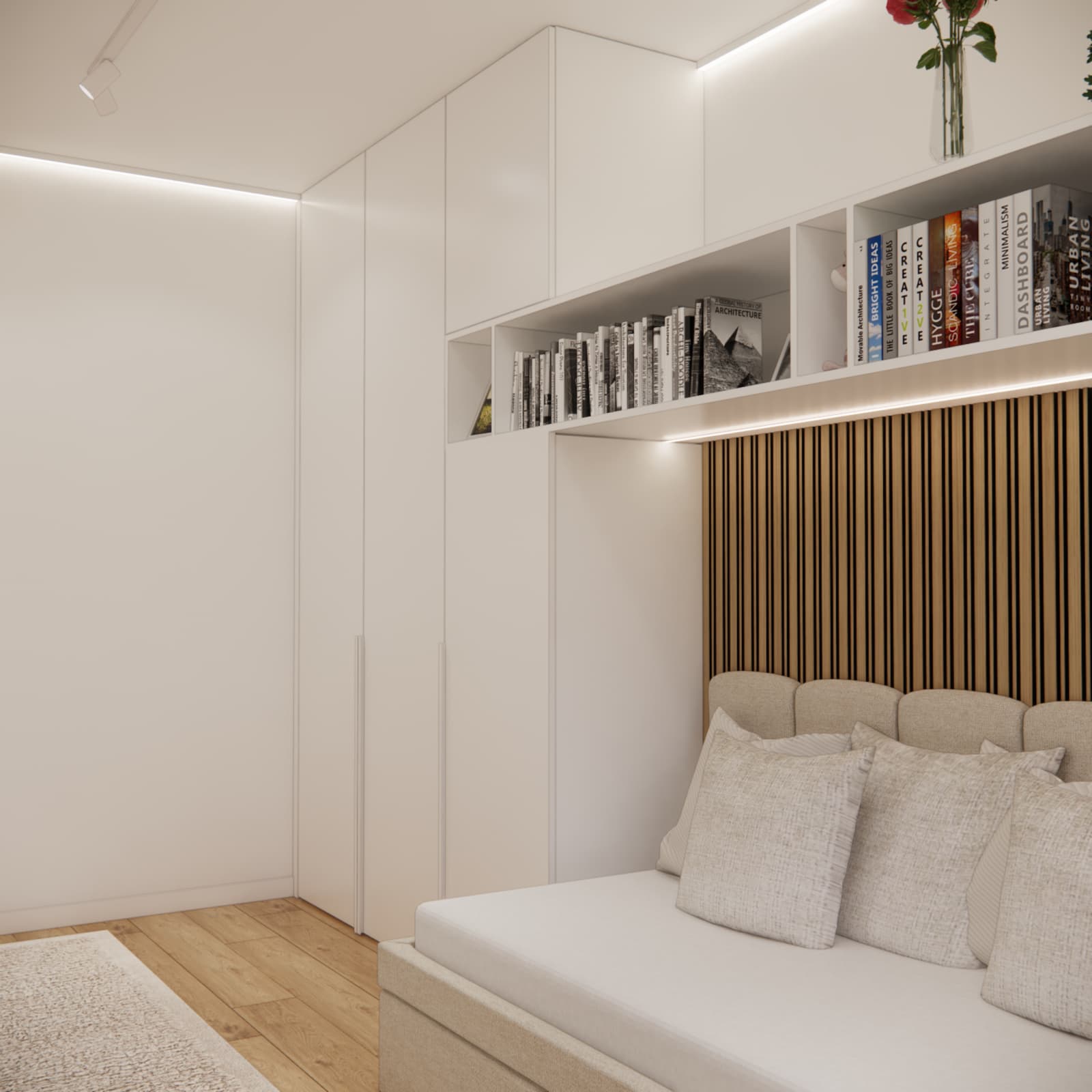 White built-in wardrobe custom storage teenage girl room