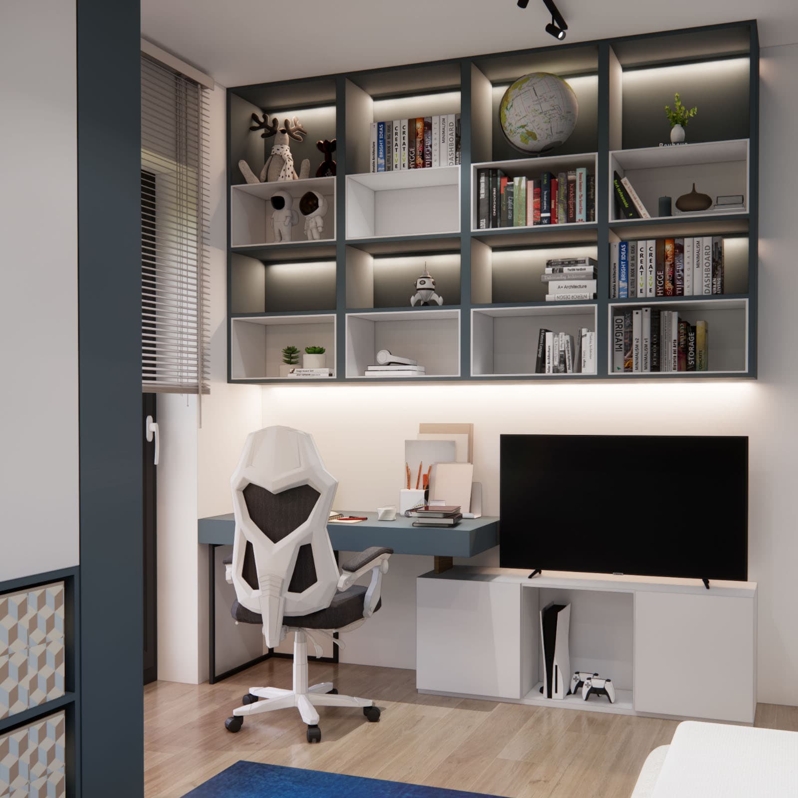 Desk with a dresser – storage always within reach