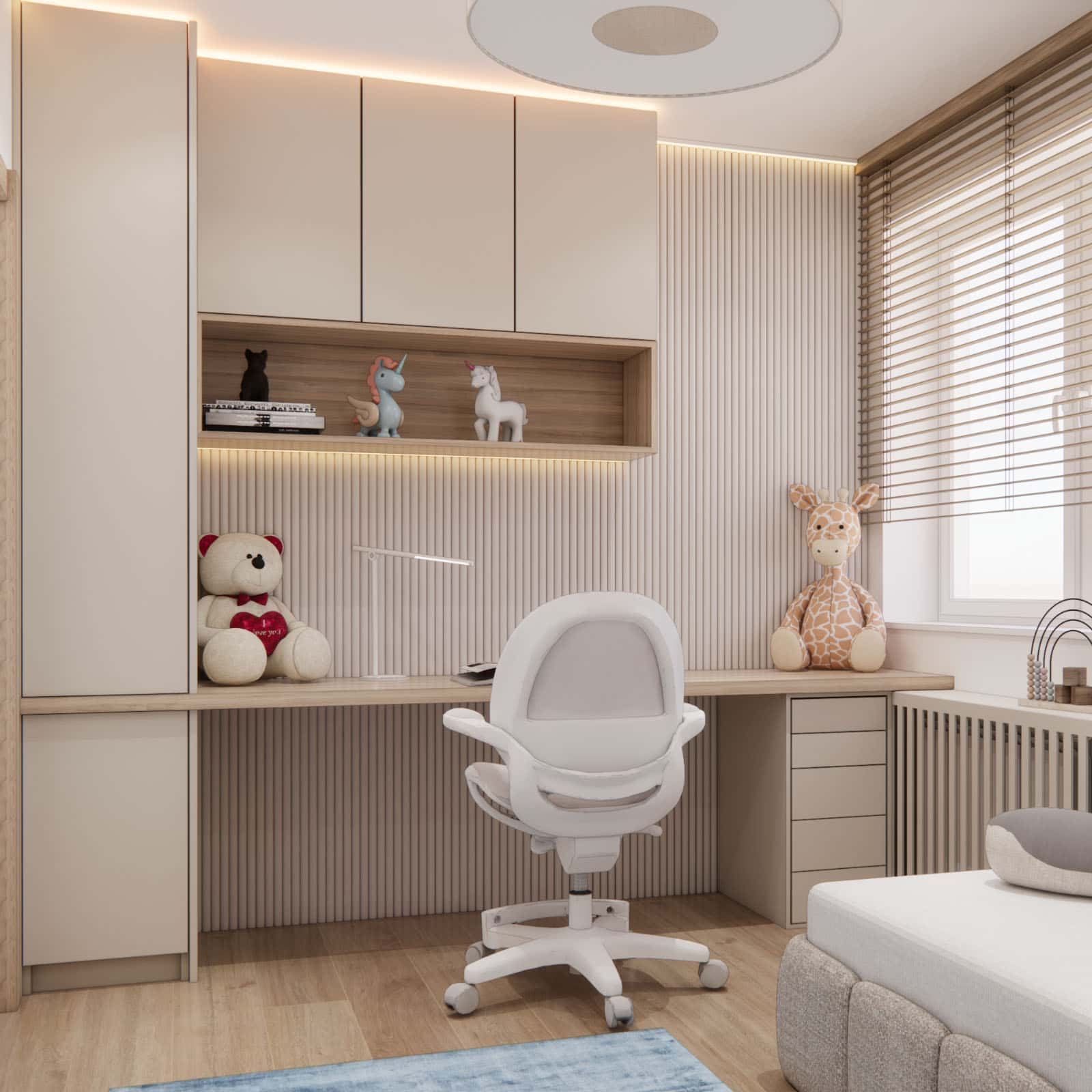 3D panels and wall texture – subtle zoning of the study area