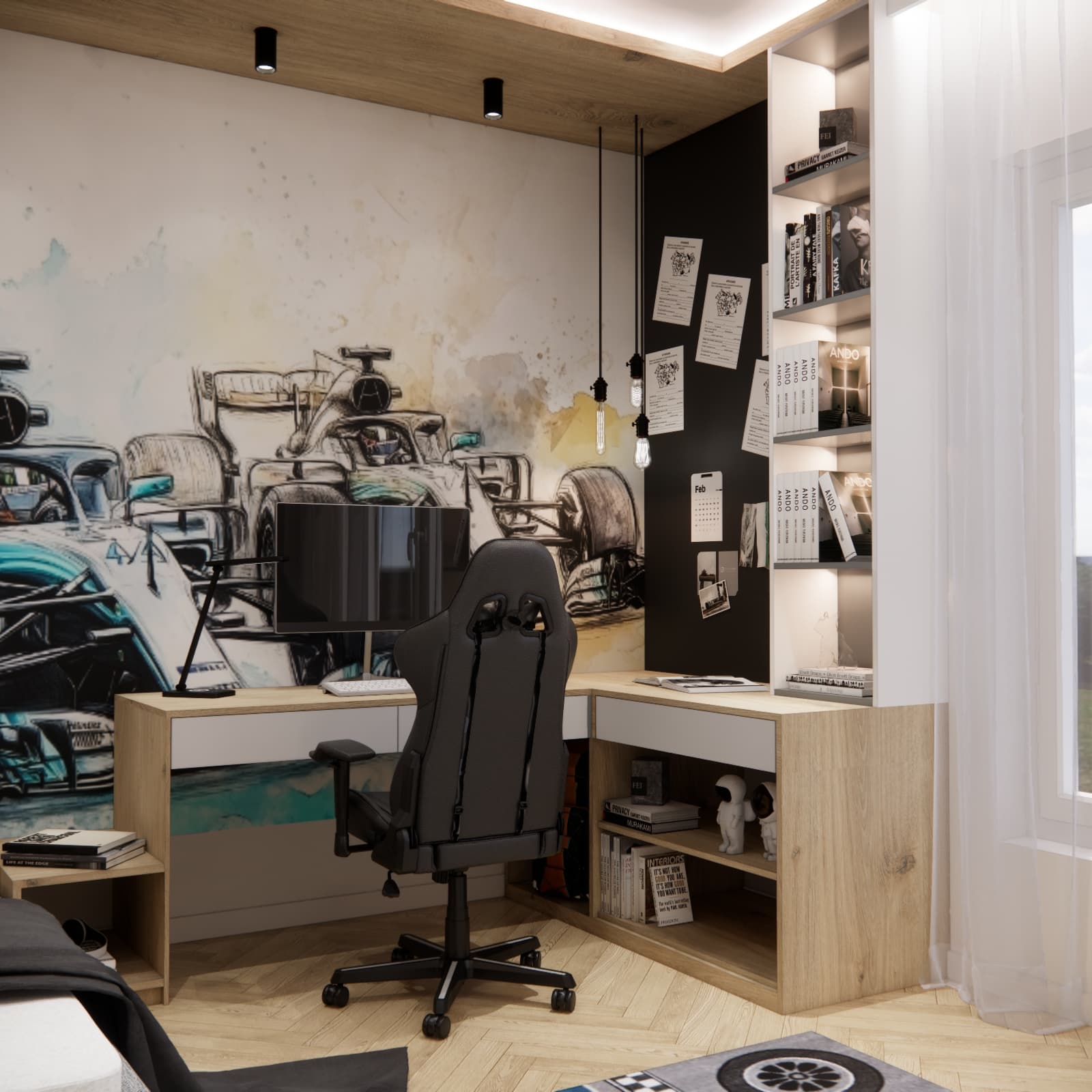 Study zone corner desk – maximum desktop space in a minimal area