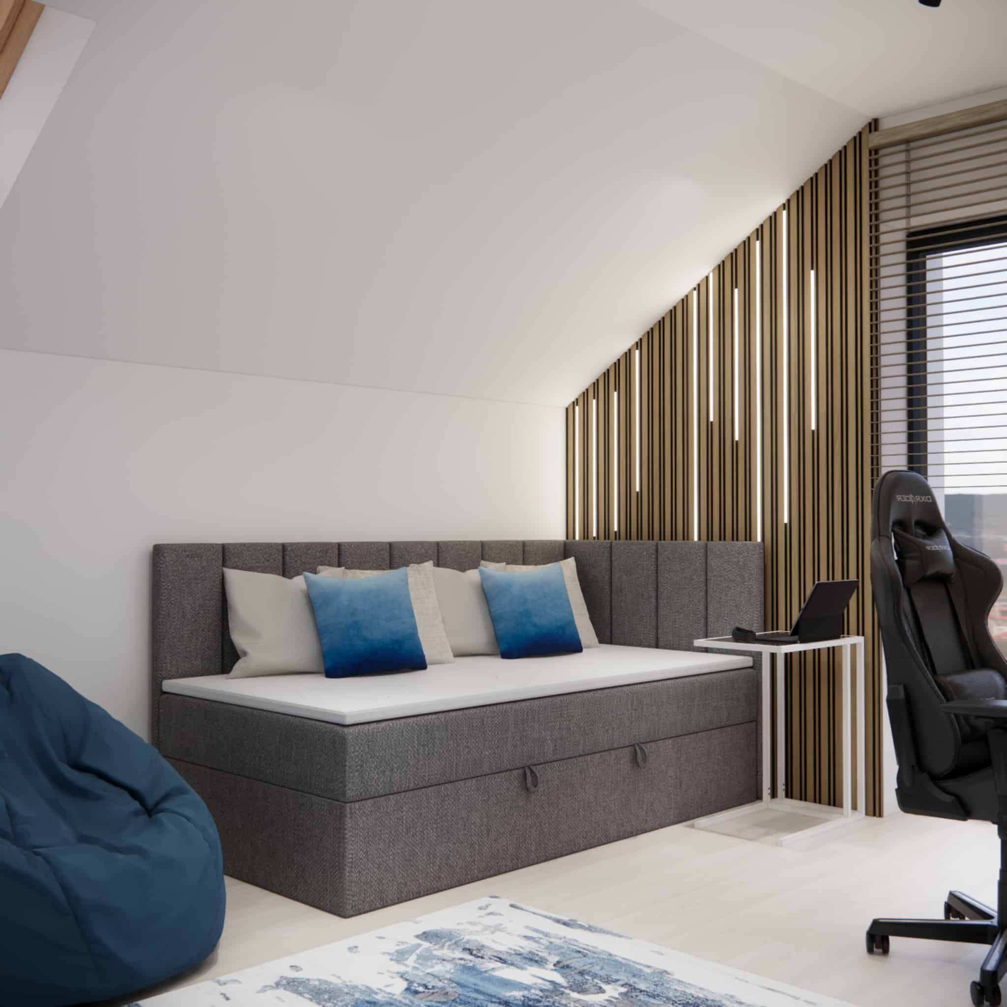 Relaxation zone in an attic teen room