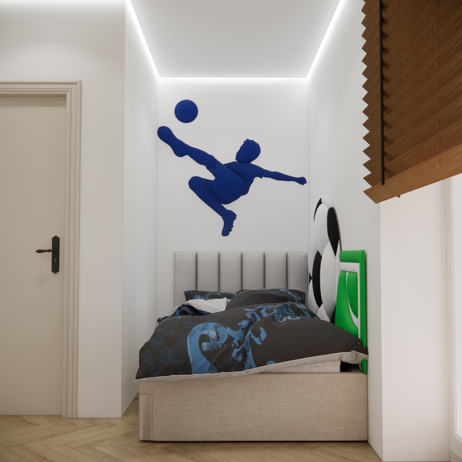 modern boys bedroom for a 9 year old with football theme