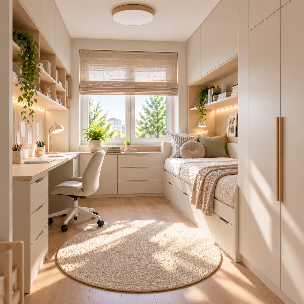 Jasny pokój dziecięcy 7–8 m² optycznie powiększony kolorami i światłem