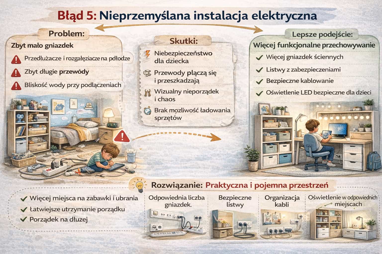 Plan instalacji elektrycznej przed zakupem mebli do pokoju dziecięcego