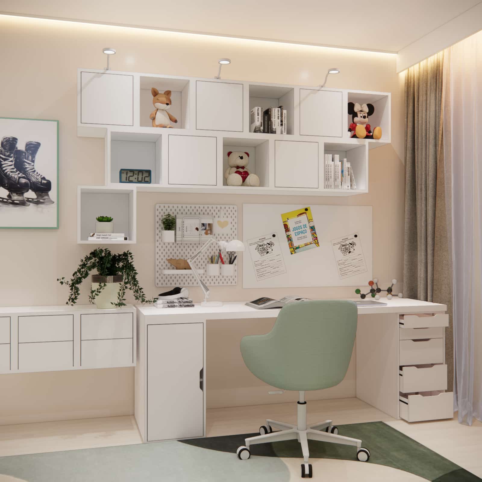 Desk adjusted to the child's age and height