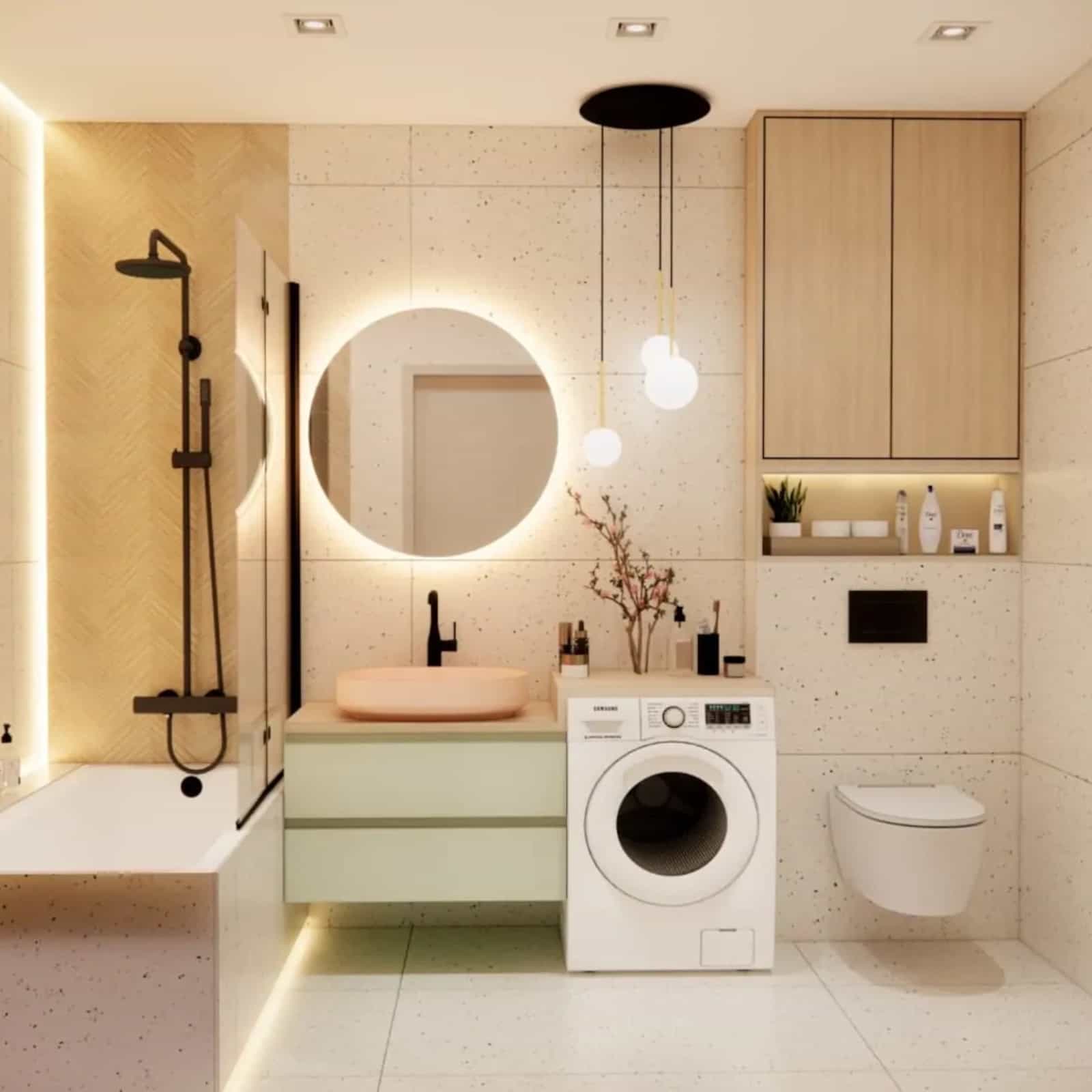 bathroom interior design – 3D visualization of an arrangement prepared by an interior designer