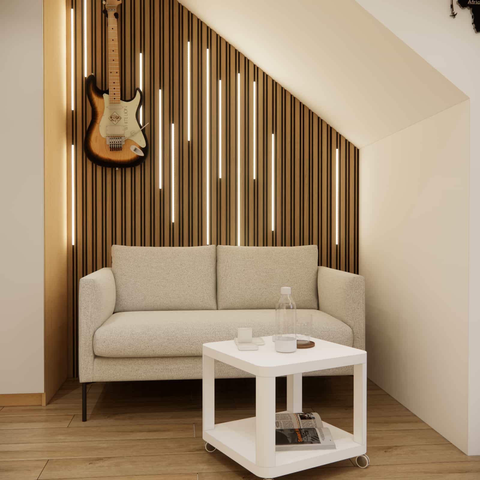Modern youth room for a 15-year-old with sloped ceilings