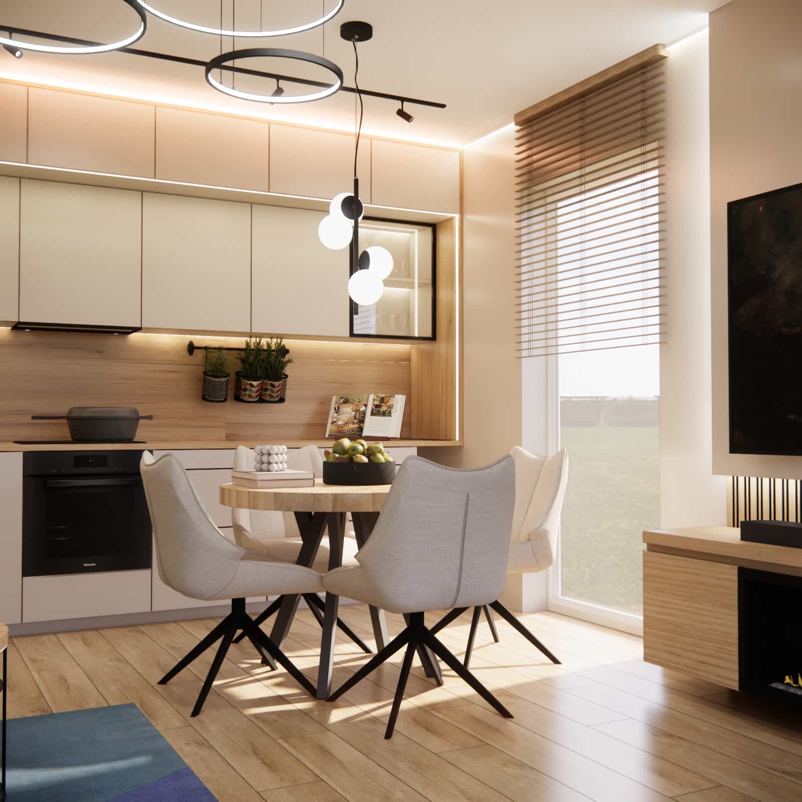 Day zone – living room with kitchen annex