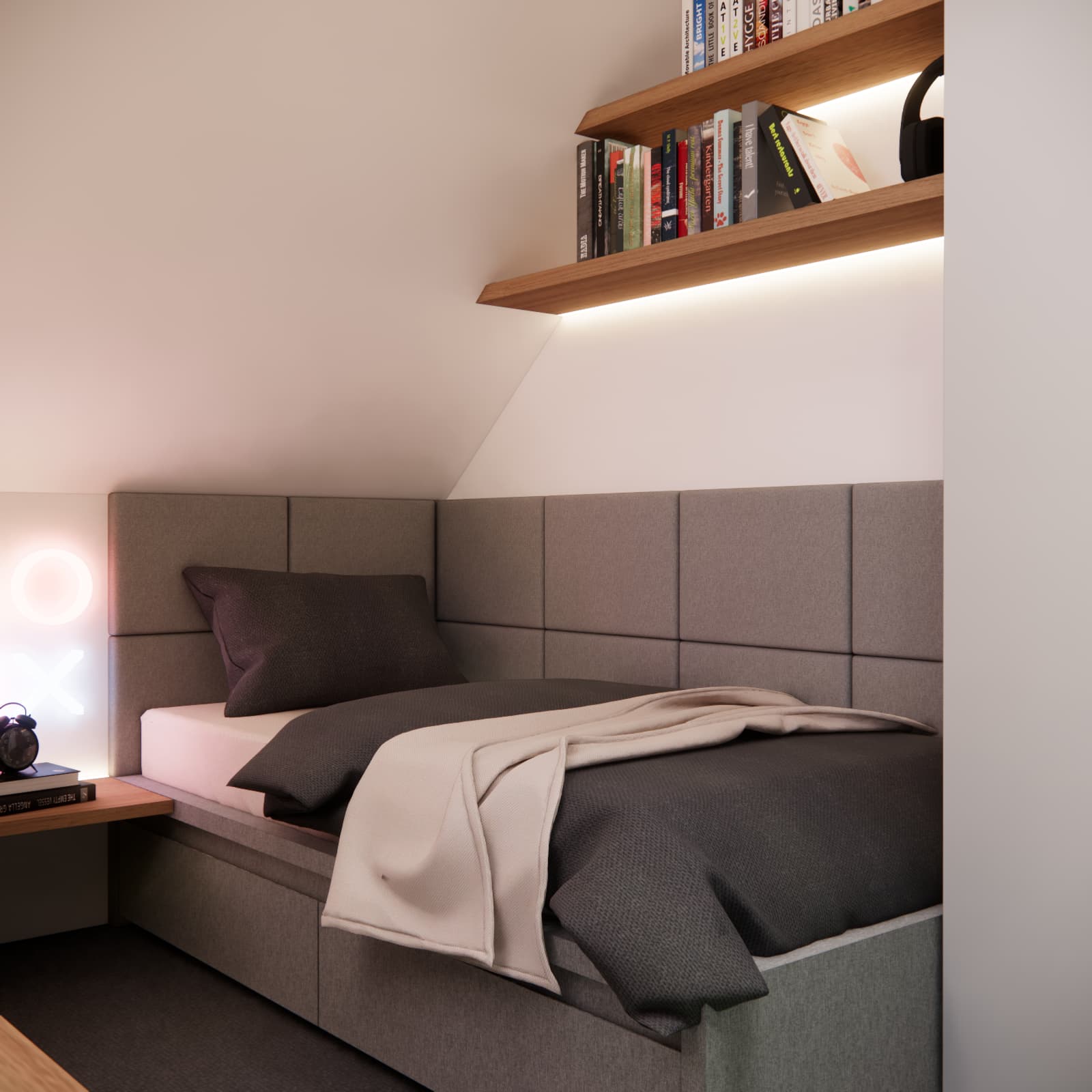 football room for a boy with LED lighting