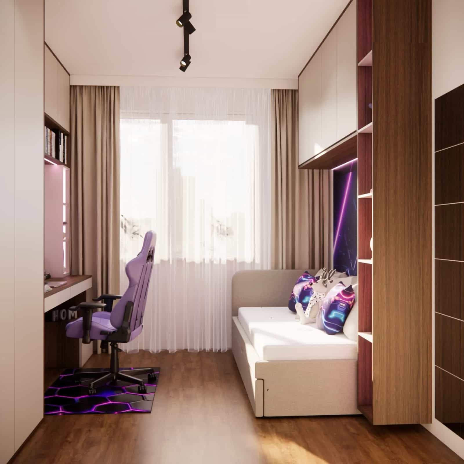projekt pokoju dla dziewczynki – nowoczesna aranżacja wnętrza w jasnych kolorach