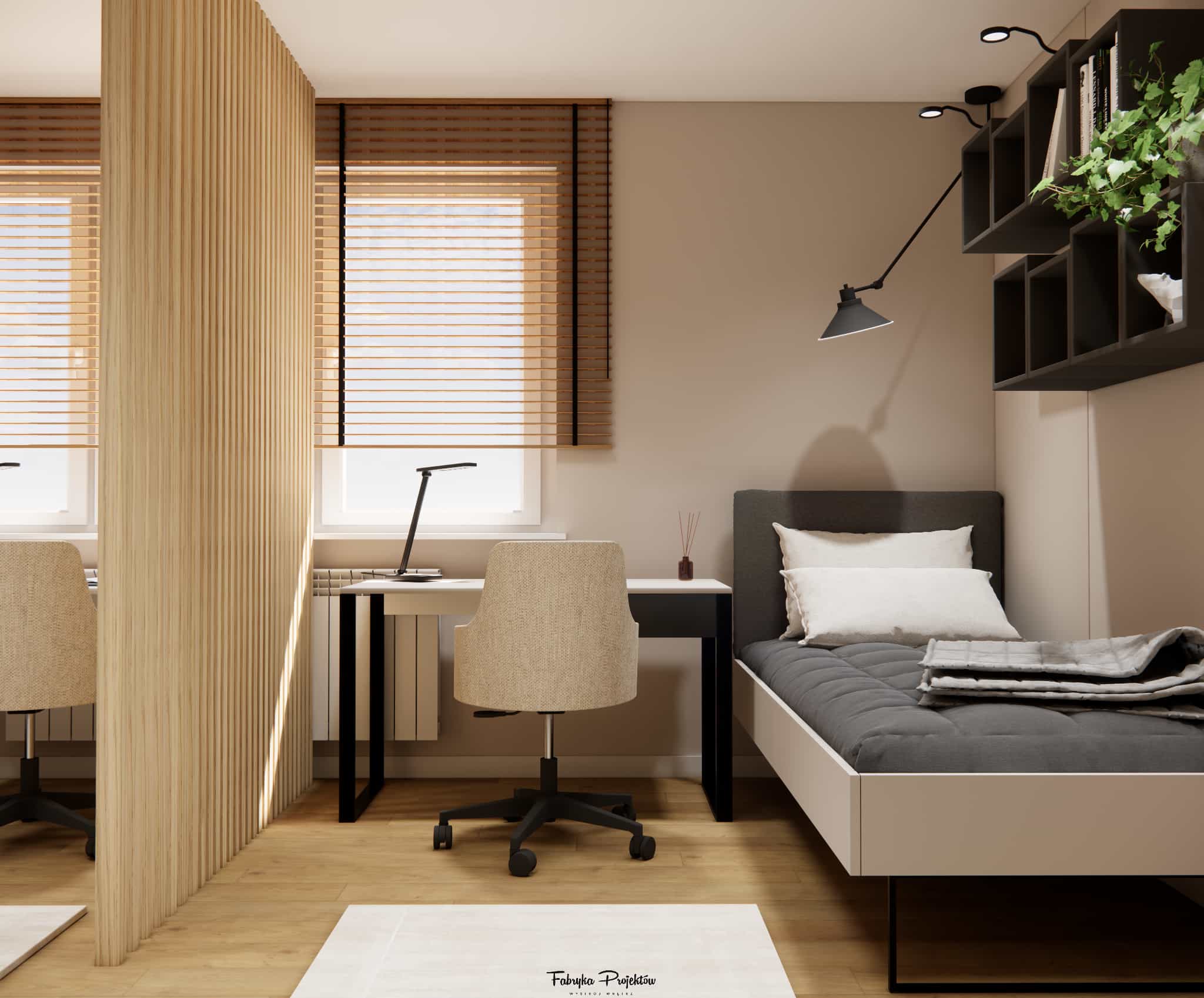 A room for two sisters aged 12 and 15 – a thoughtfully designed space with separate study and relaxation zones