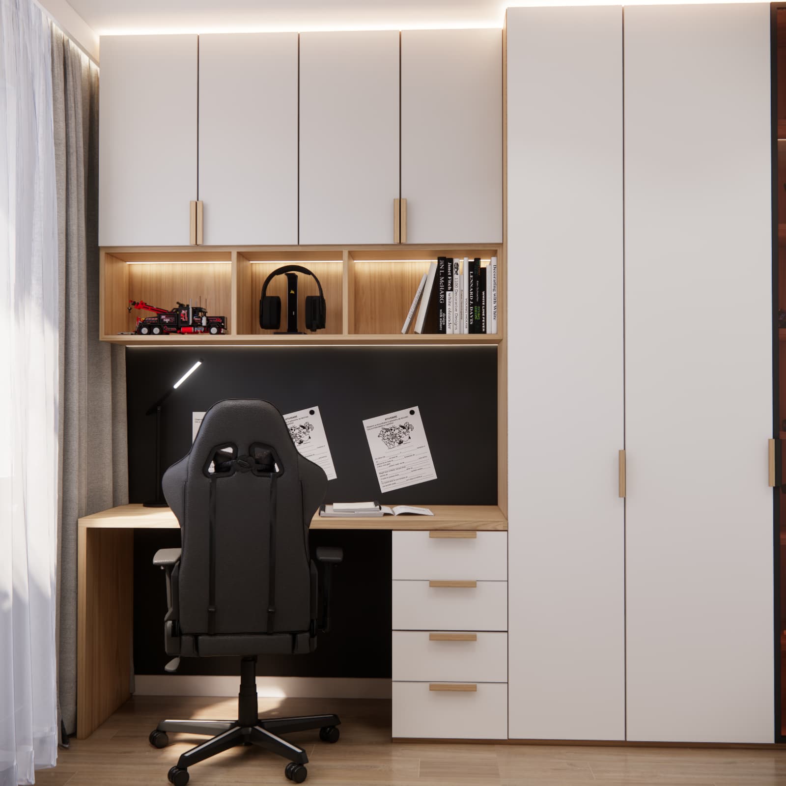 modern small boys room with LED lighting