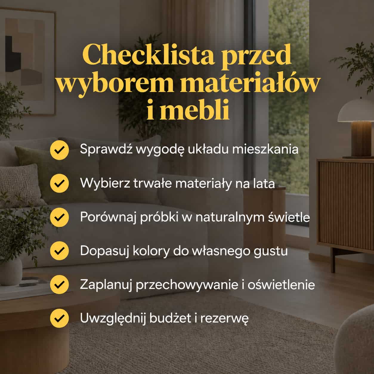 Checklista przed wyborem materiałów i mebli