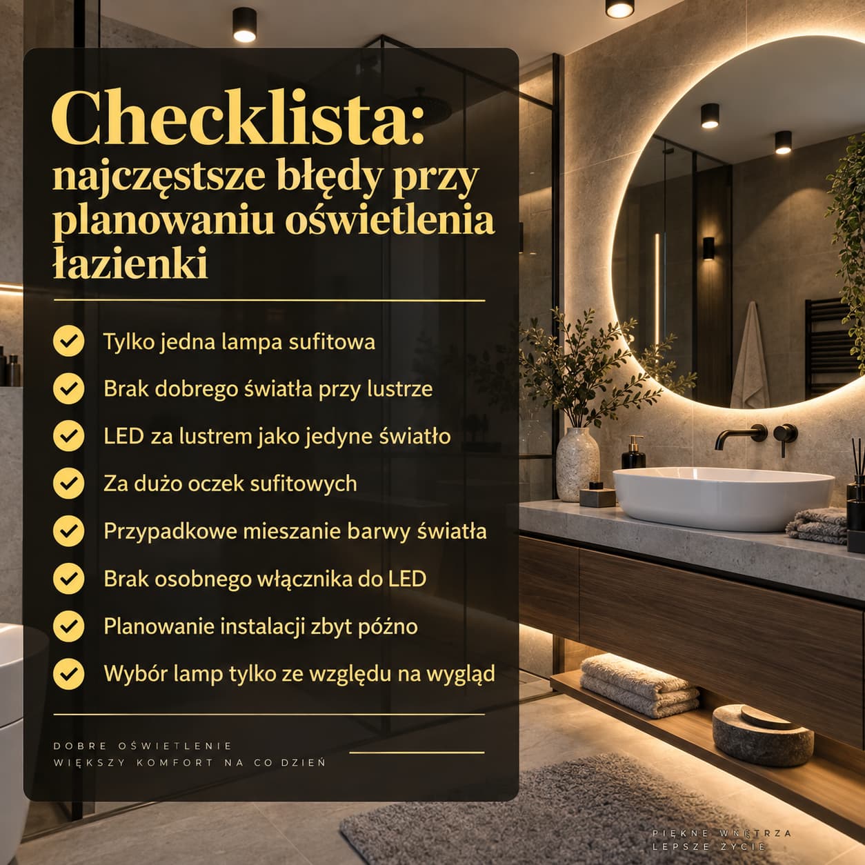 najczęstsze błędy przy planowaniu oświetlenia łazienki lustra LED i lamp sufitowych