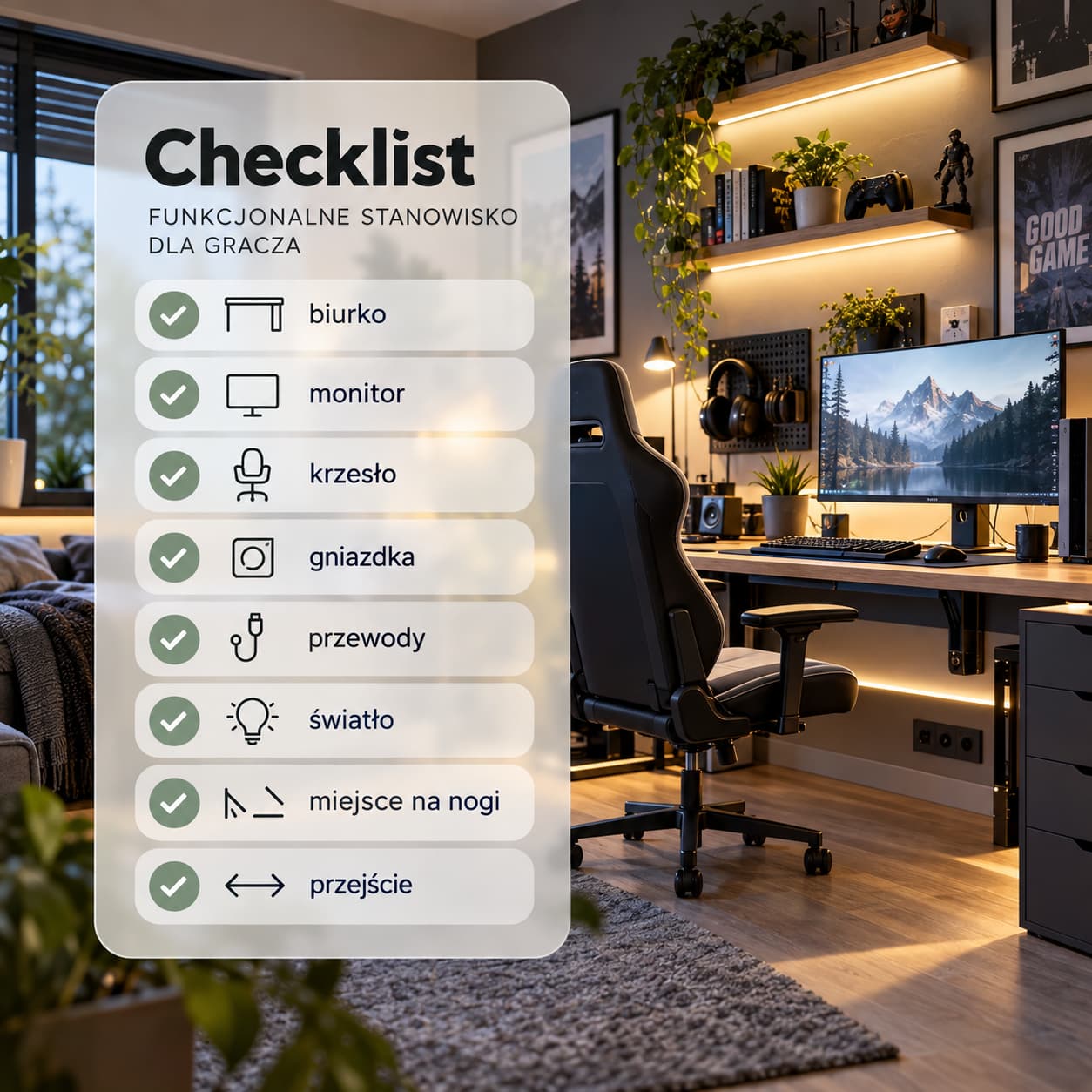 Checklista ergonomicznego stanowiska gamingowego dla nastolatka