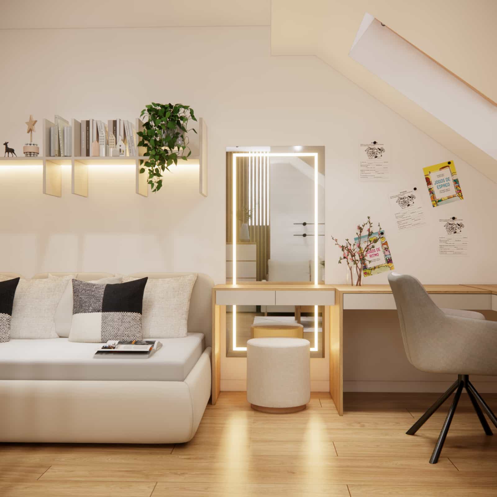 teenage room interior design 25m2 for a 14 year old girl study and relaxation zone attic