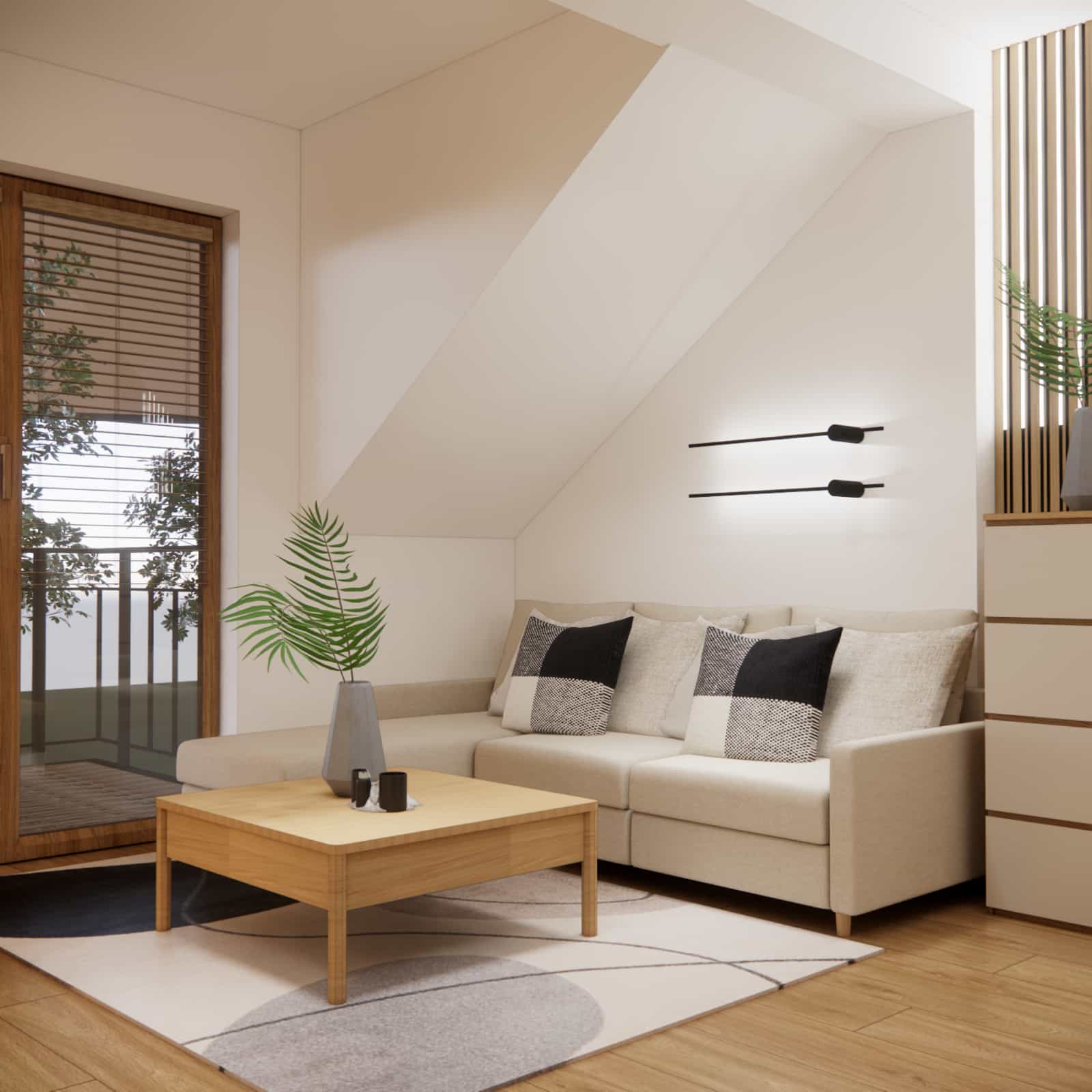 relaxation zone in teenage room corner sofa coffee table modern interior design