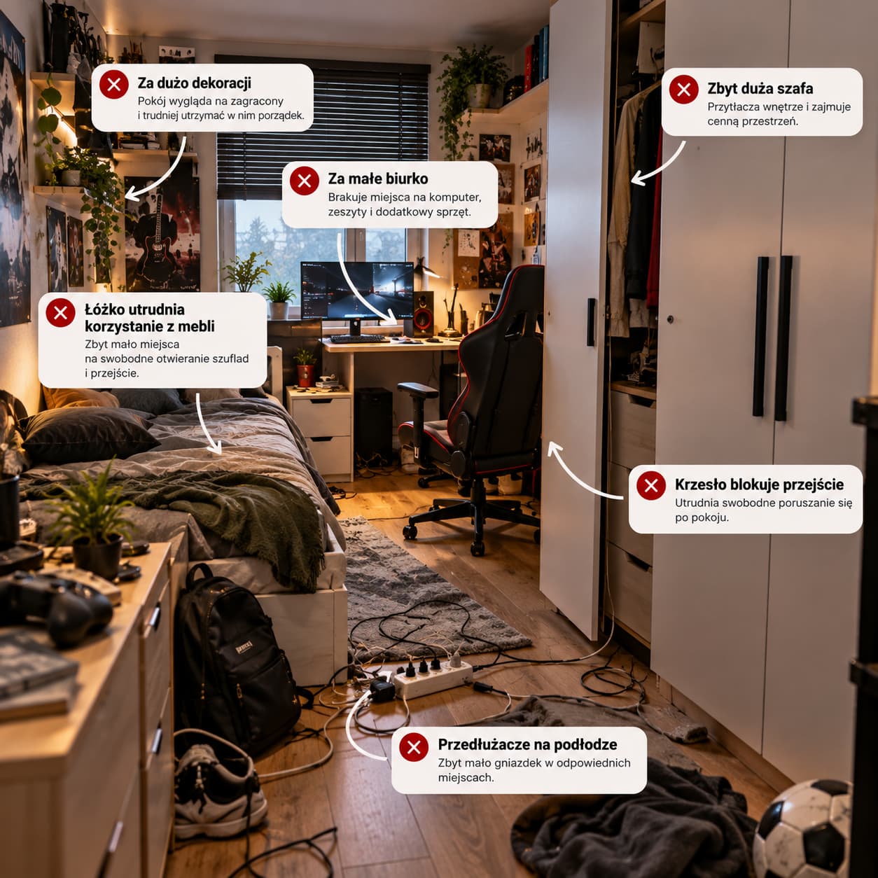 Najczęstsze błędy przed projektowaniem pokoju nastolatka – zły układ i brak ergonomii