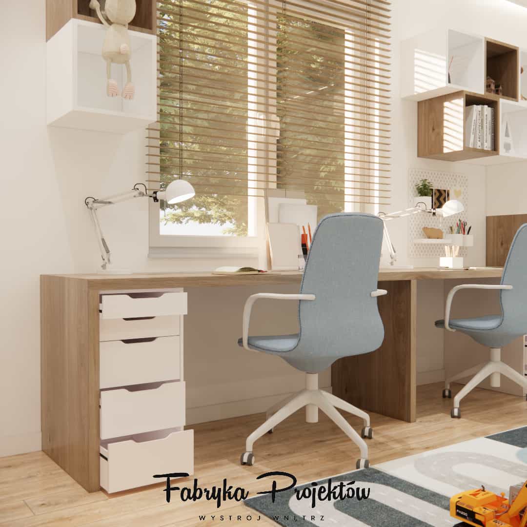 Functional space for drawing and learning in a boys’ room.