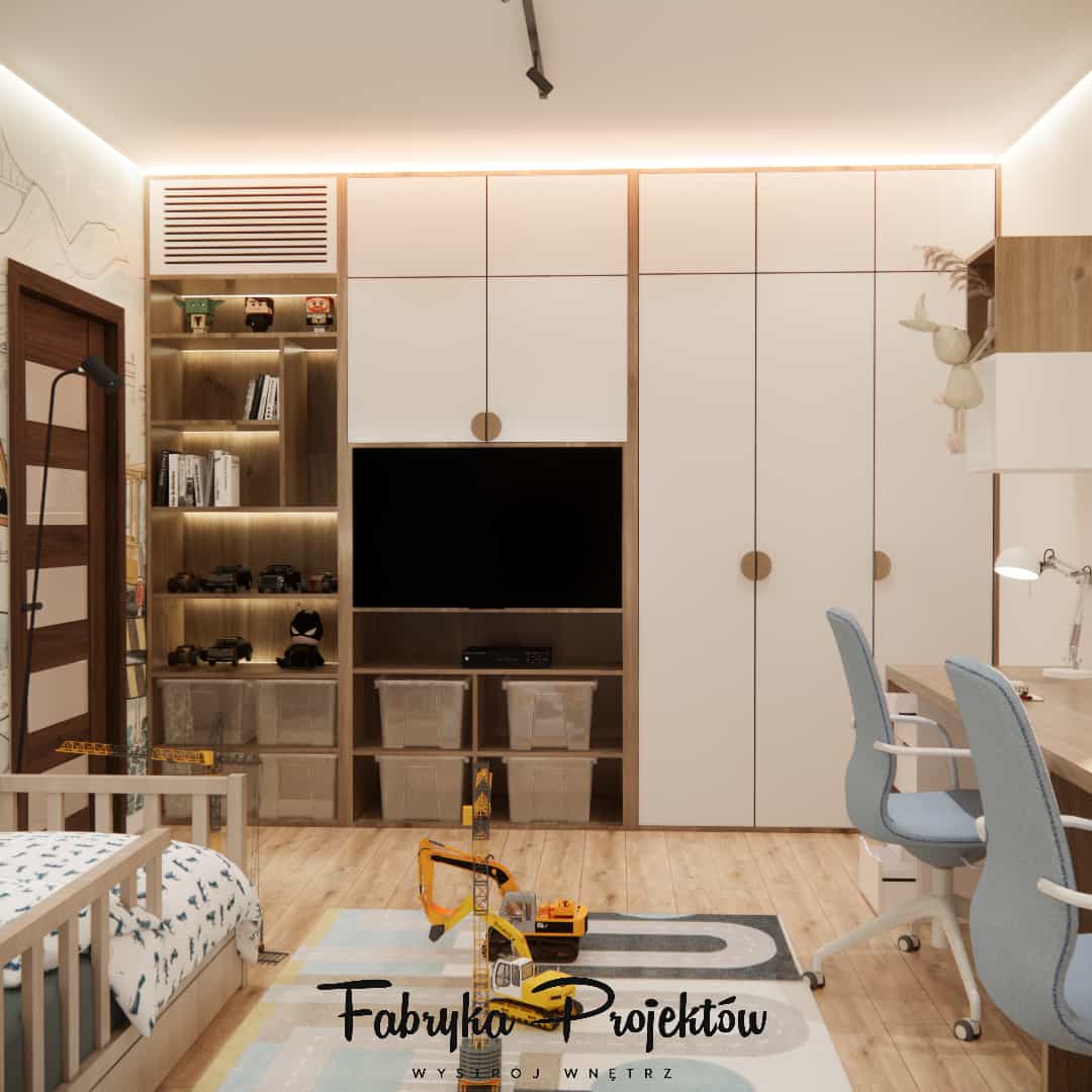 Thoughtfully designed built-in storage and organization in a room for two boys.