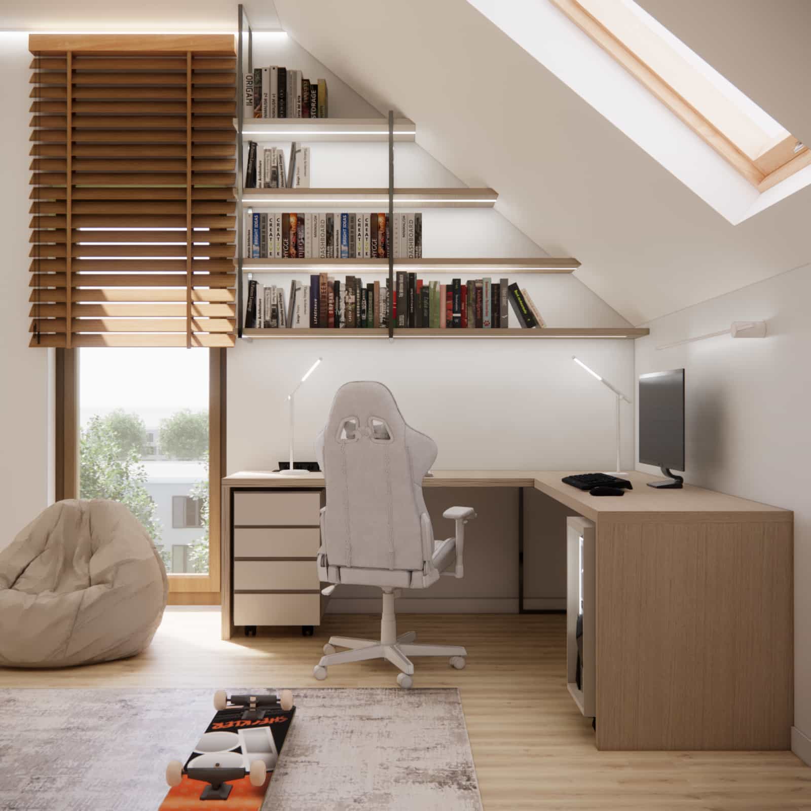 room for a 10 year old in the attic modern design wood cashmere desk under slope