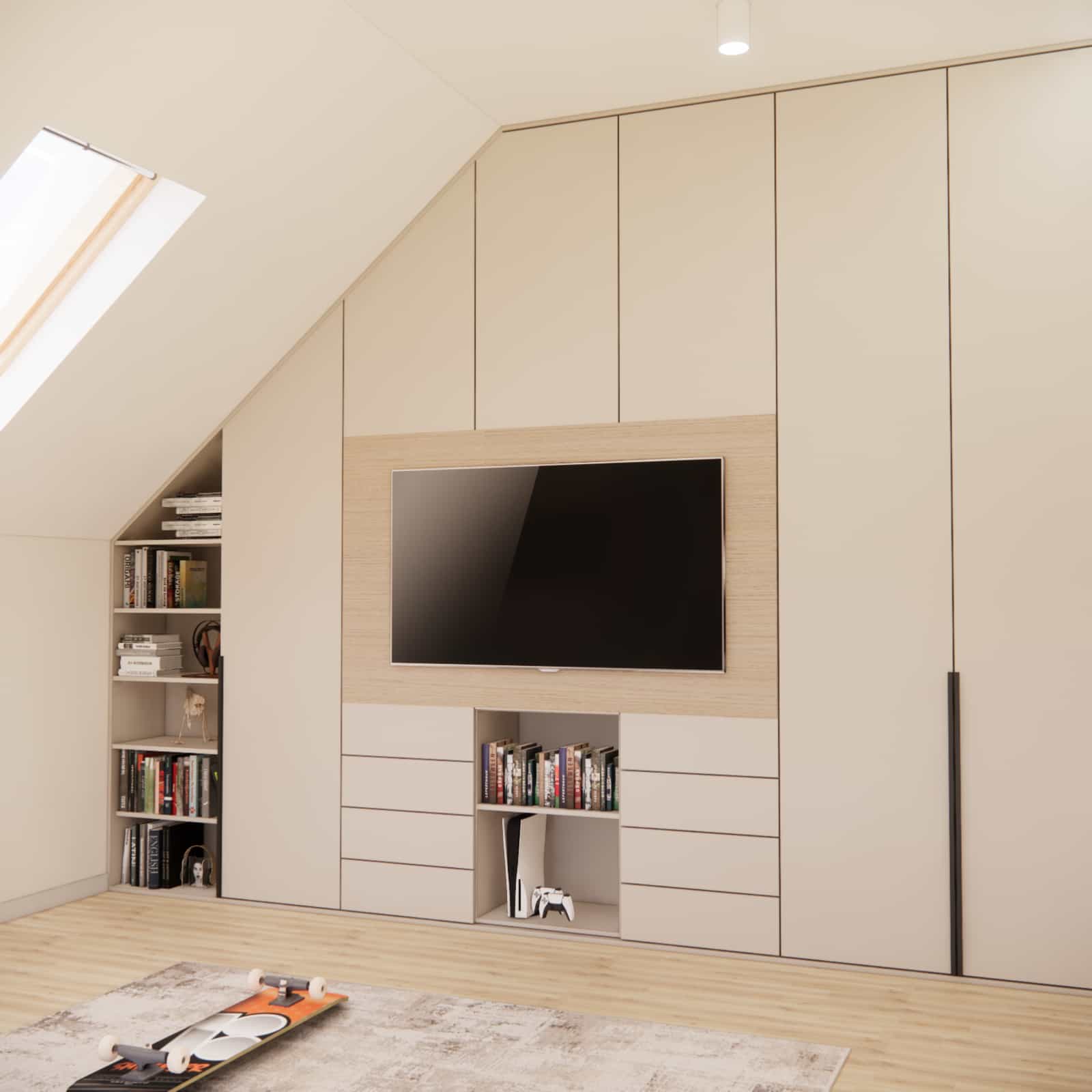 built in storage under slope kids room attic storage planning