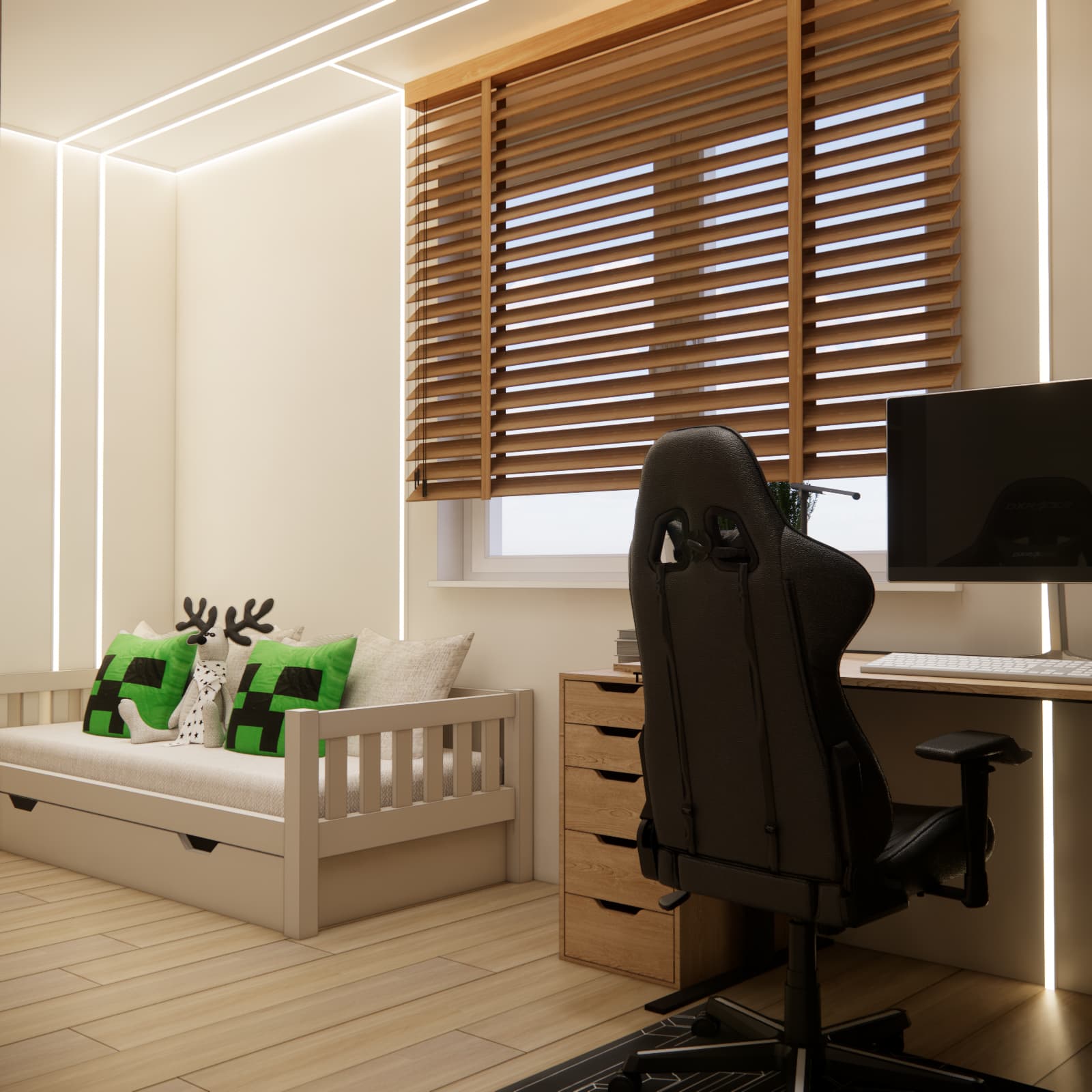 ergonomic study station in a child’s room