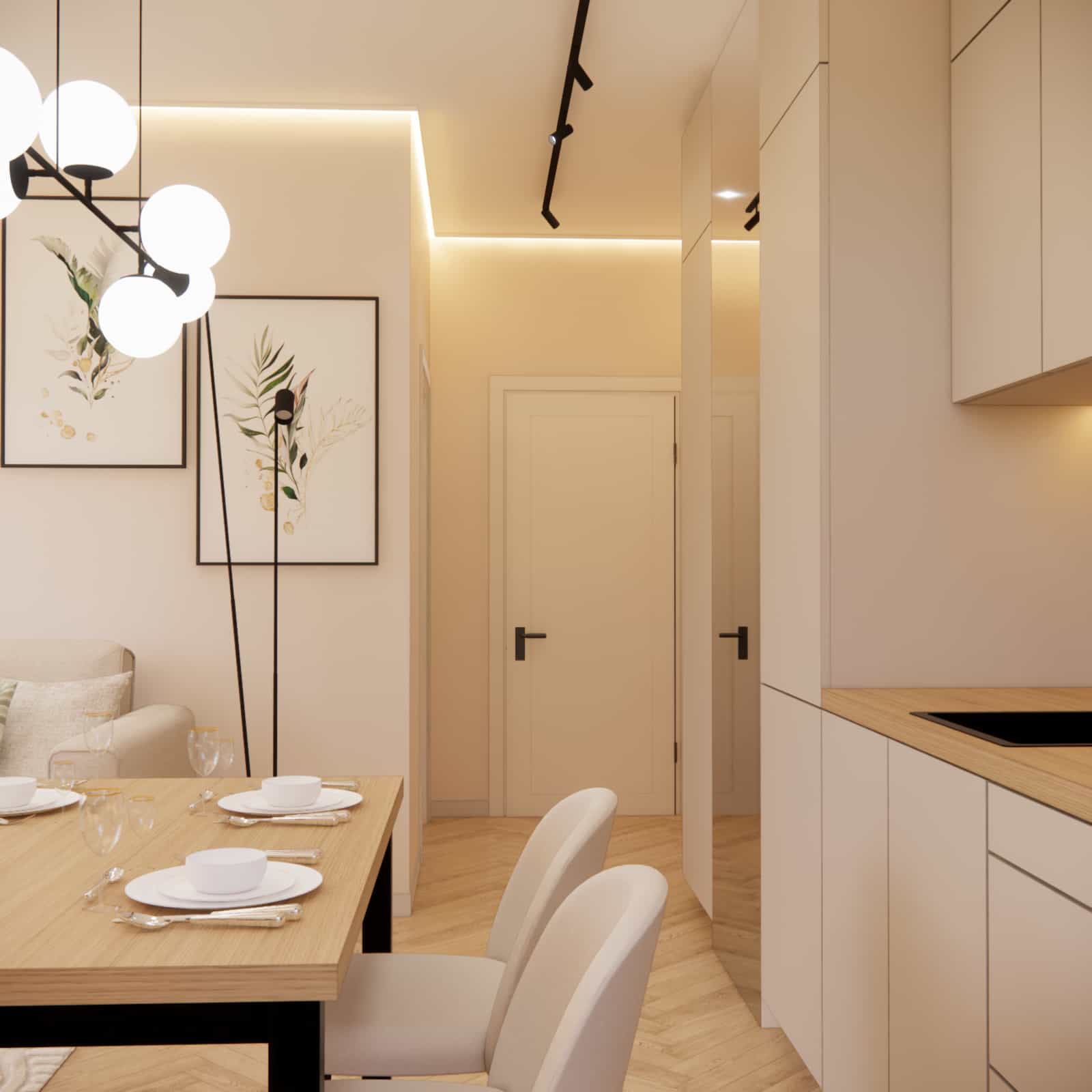 Modern 36m2 apartment design – cohesive interior arrangement by Fabryka Projektów