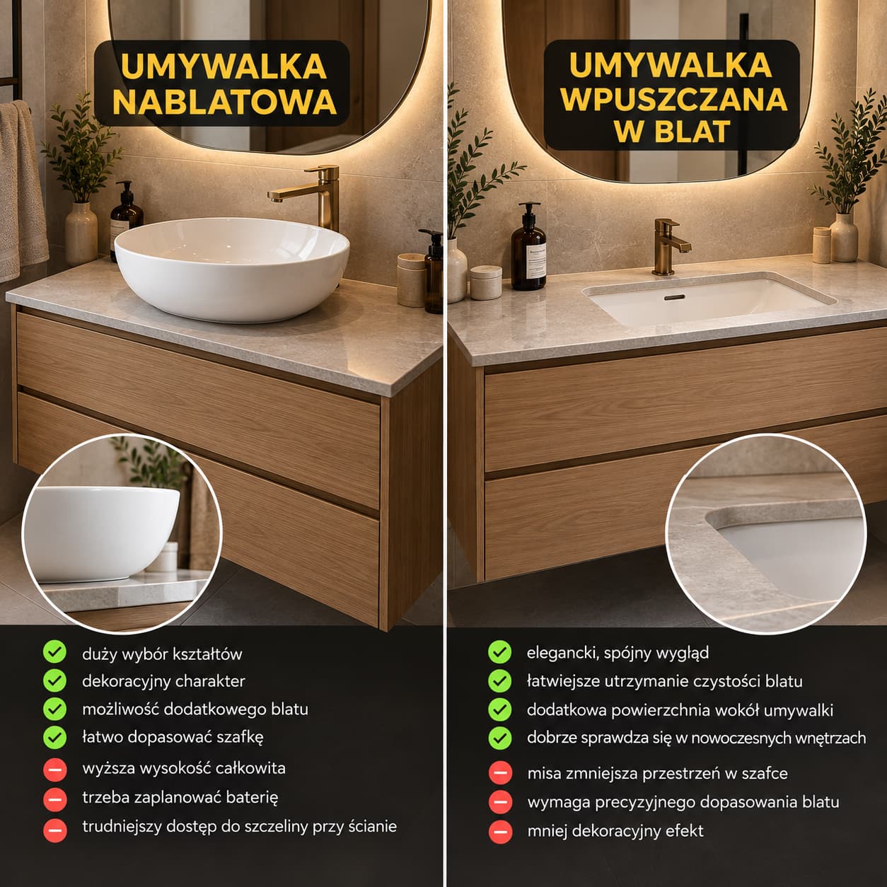 Umywalka nablatowa czy wpuszczana w blat – porównanie dwóch rozwiązań