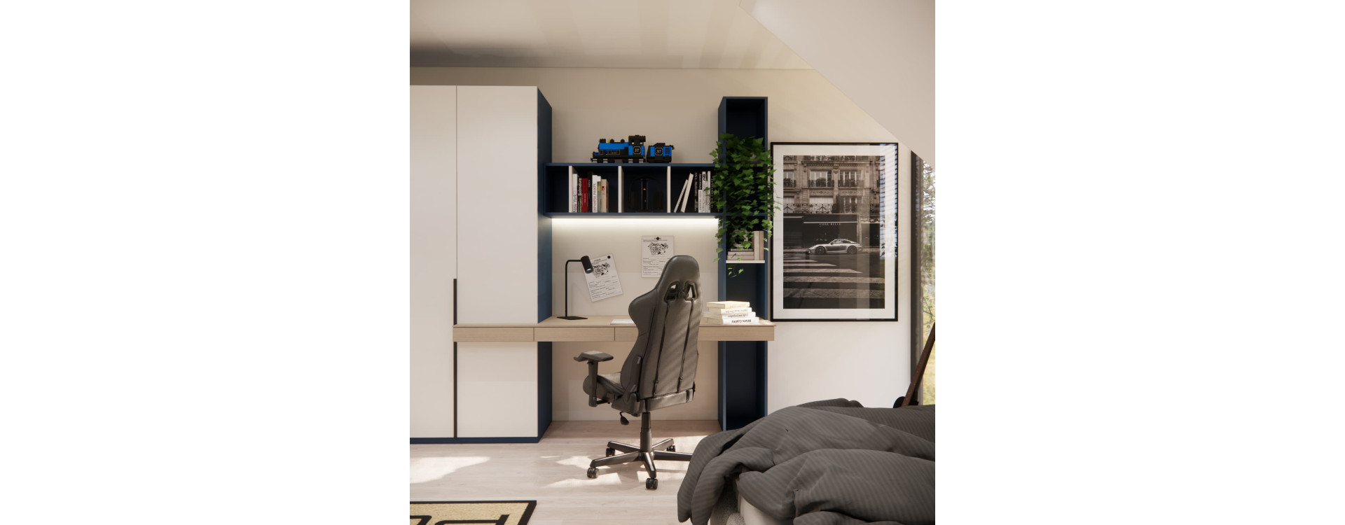 17-Year-Old Szymon’s Room – A 24 m² Attic Bedroom with Space for His Interests