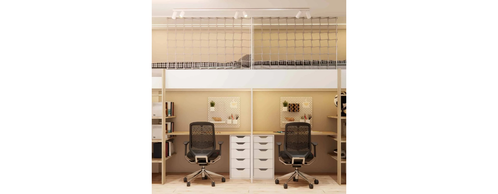 Small 10m2 shared room for siblings – two girls with a loft