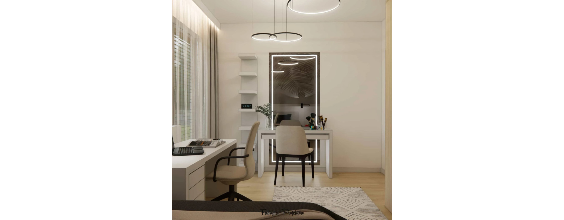 Modern teenage girl’s room for a 15-year-old – 15m2 attic arrangement