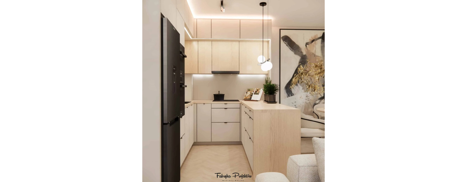 Modern Living Room with Kitchenette and Dining Area 30m2