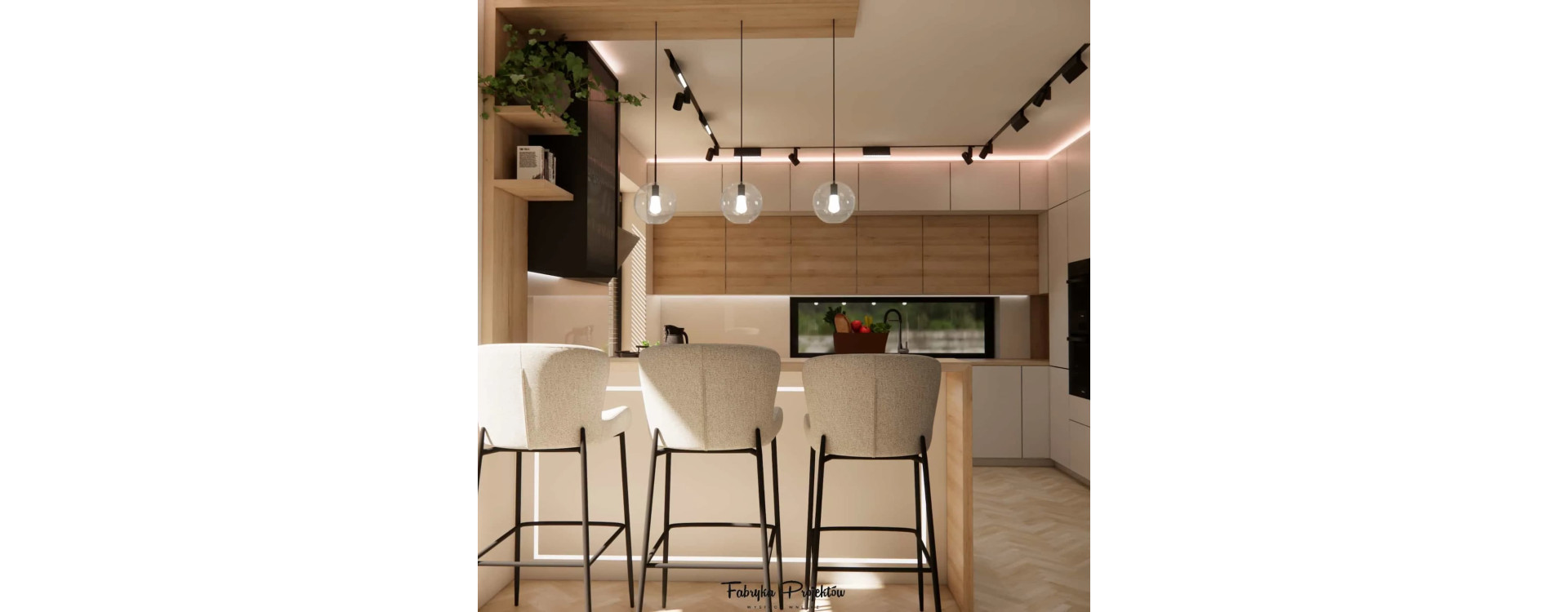 Modern Living Room with Kitchen 48m2 – Elegant Arrangement in Light Tones | Interior Design