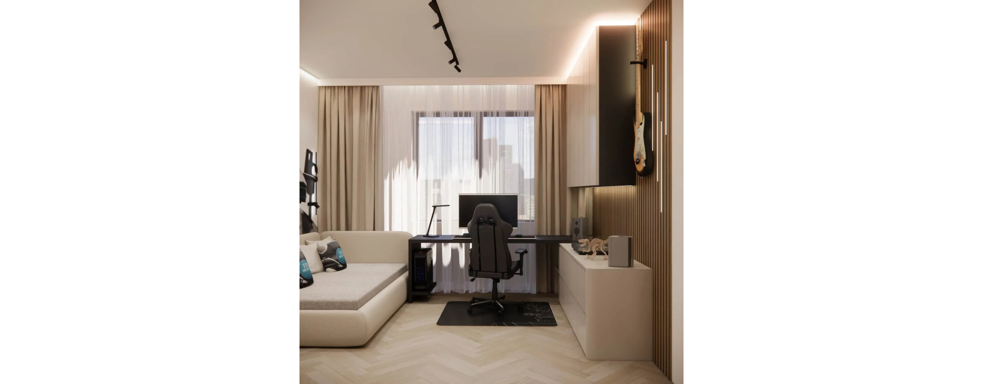 Bedroom for an 18-Year-Old – 13.6m2 of Modern Space for Studying, Music, and Relaxation