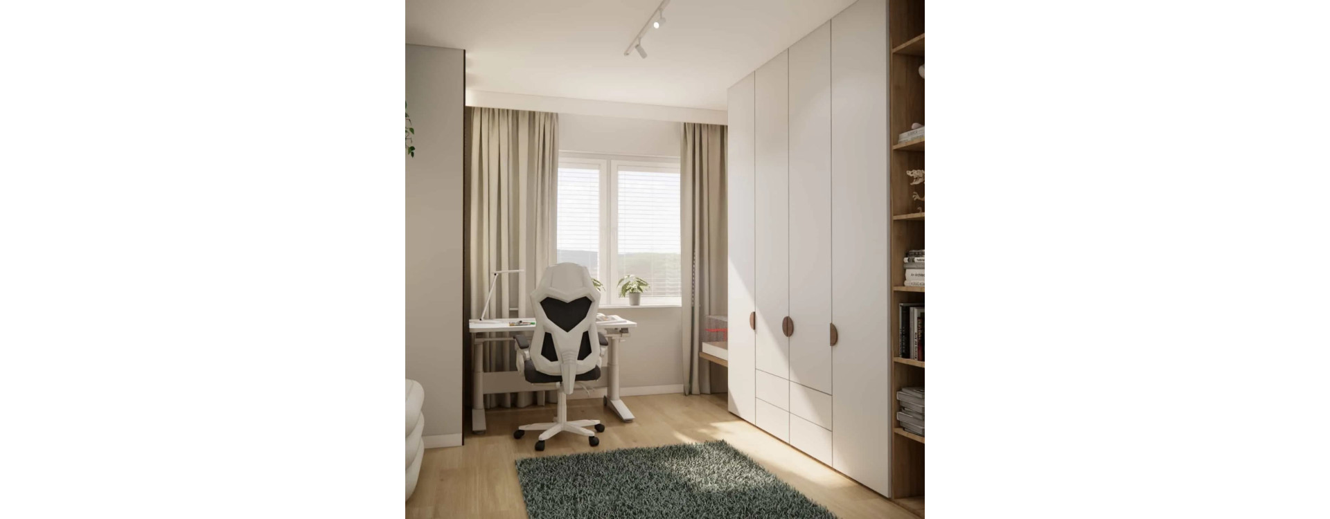 Room for a 10-Year-Old Girl – Functional 14m2 Children’s Room Design with a Desk by the Window