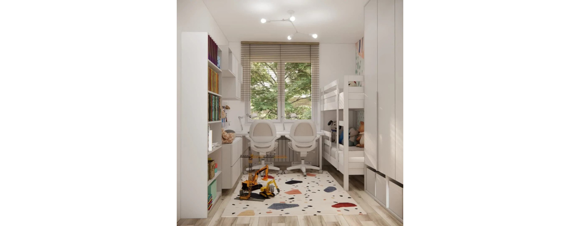 Room for Siblings Aged 4 and 10 – a Functional Design with Ready-Made Furniture