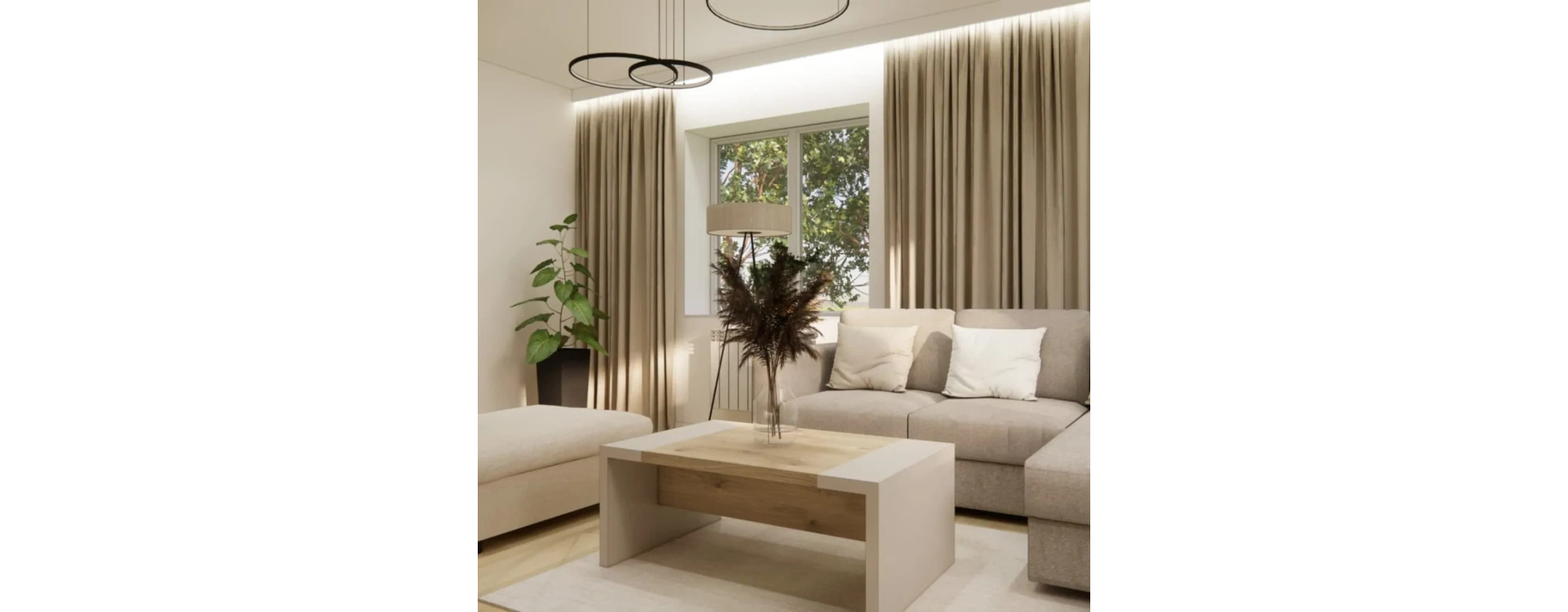 20 m2 Living Room – a Modern Design in Beige