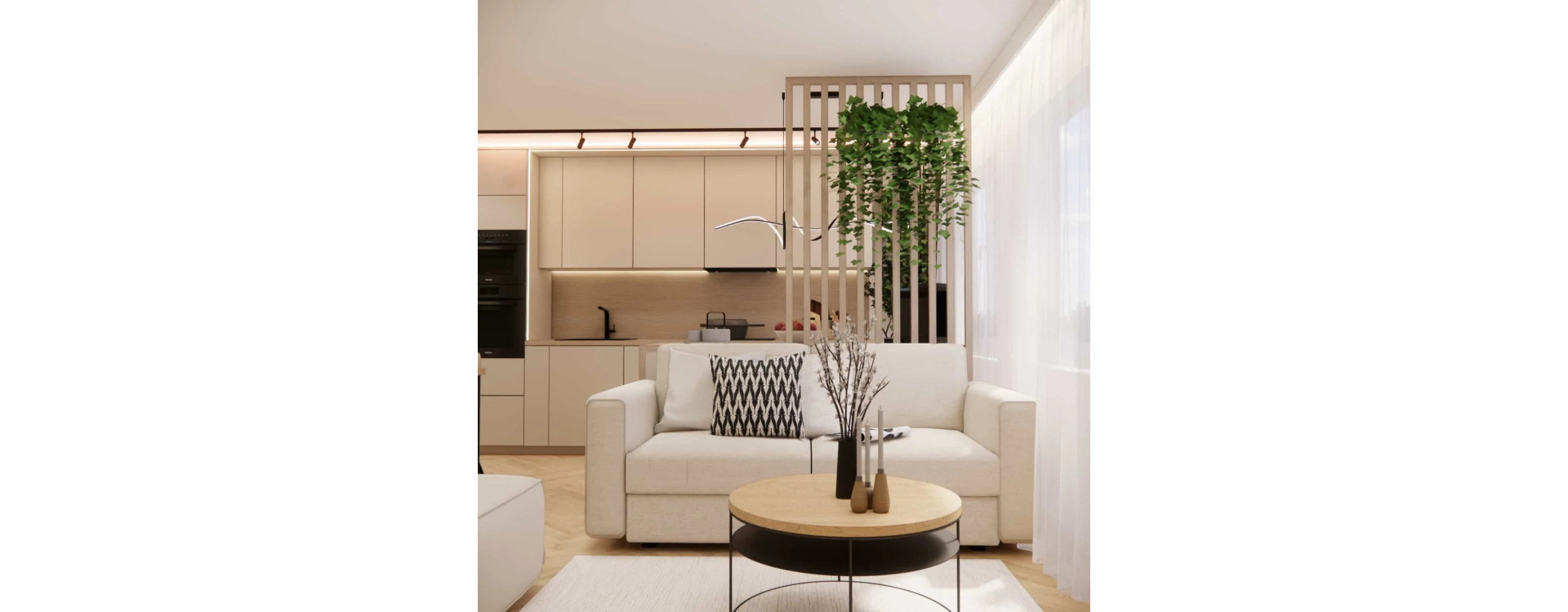 Living Room with a Kitchenette 24.73m2 in an Apartment Block – Transforming Two Rooms into One Functional Space