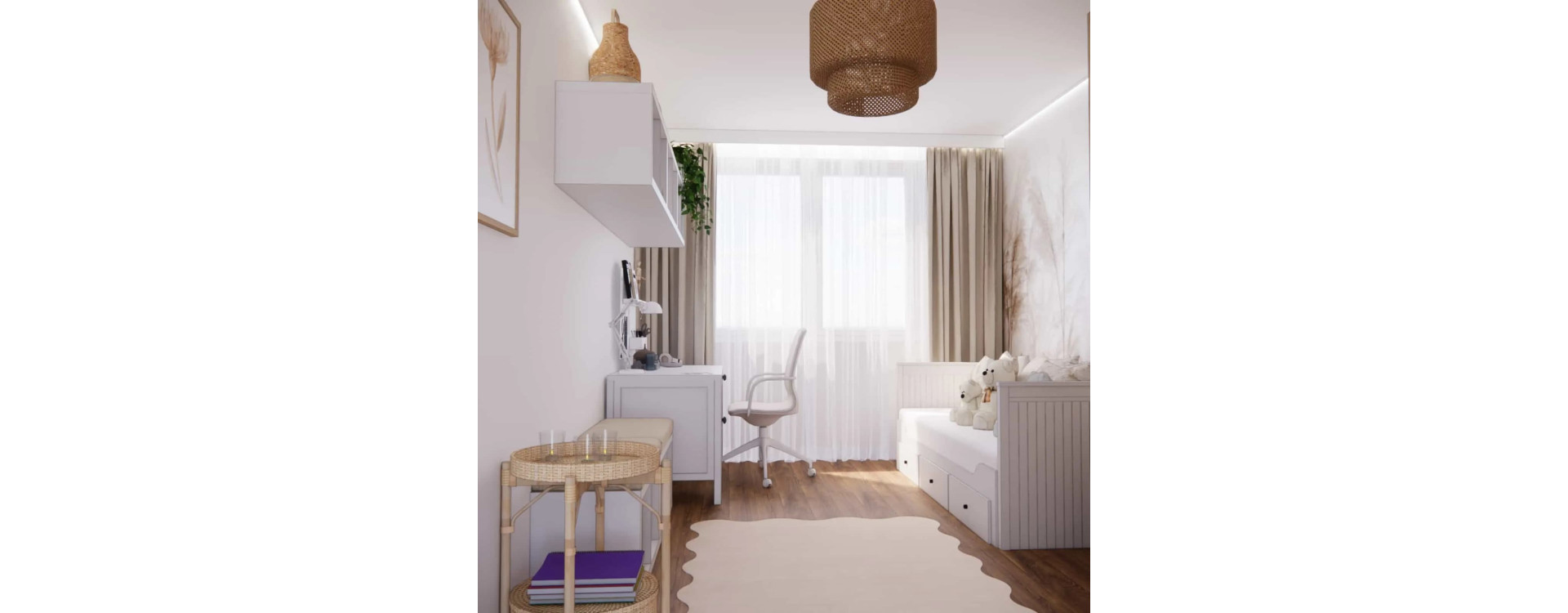 Room for a 10-Year-Old Girl – a Functional 15m2 Interior Design with IKEA Furniture
