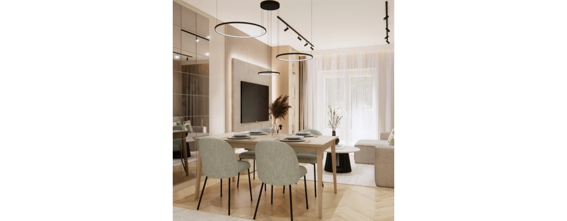 Salon z aneksem kuchennym 32m2 – przytulne, jasne wnętrze w naturalnych barwach