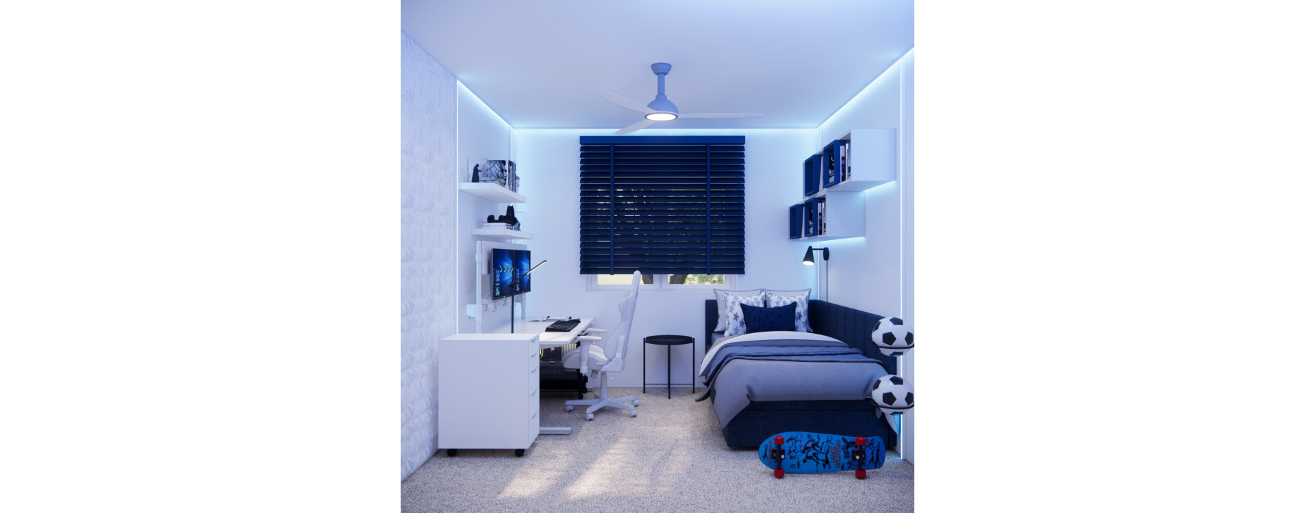 A 12 m² Bedroom for an 11-Year-Old – Rafał’s White and Navy Room in Ciechocinek
