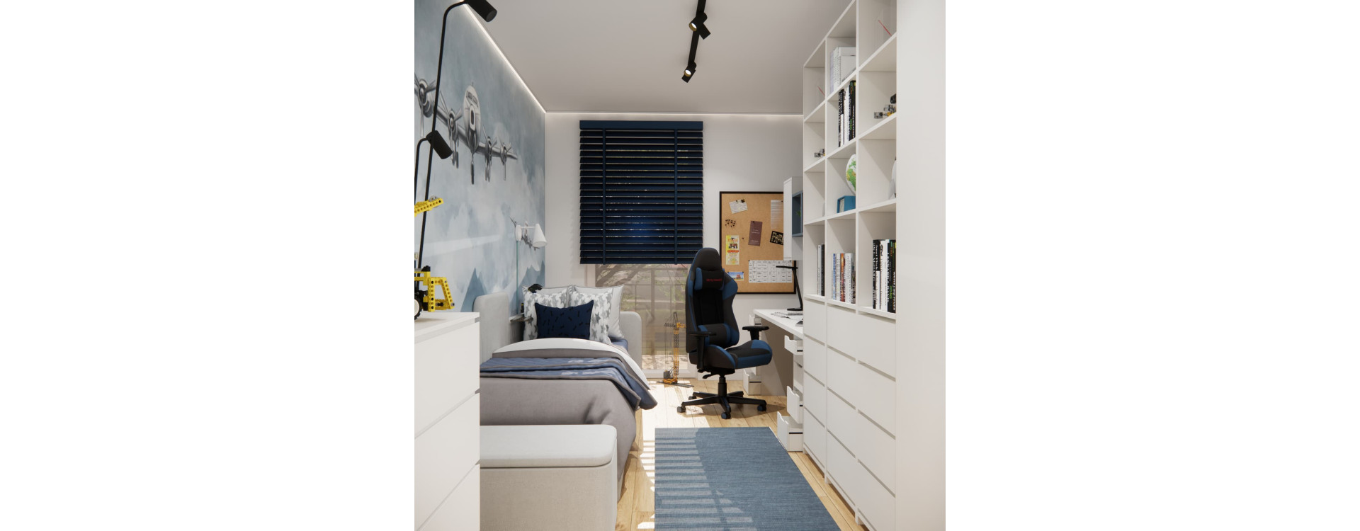 Aleksander’s Room in Kraków – 13 m² with an Airplane Theme for a 6-Year-Old