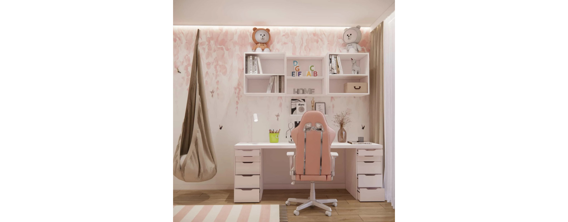 A Fairytale Space to Grow Up – a 17m2 Room Design for a 7-Year-Old Girl