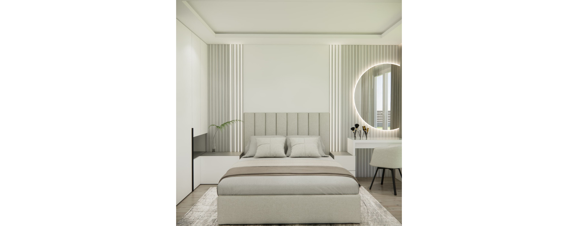 11.52 m² Bedroom Design – Modern Beige Bedroom | Fabryka Projektów